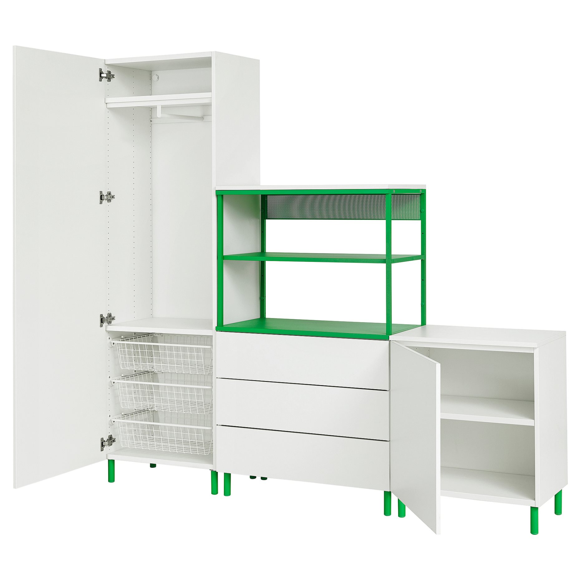 PLATSA, гардероб двукрилен + 3 чекмеджета, 395.962.64