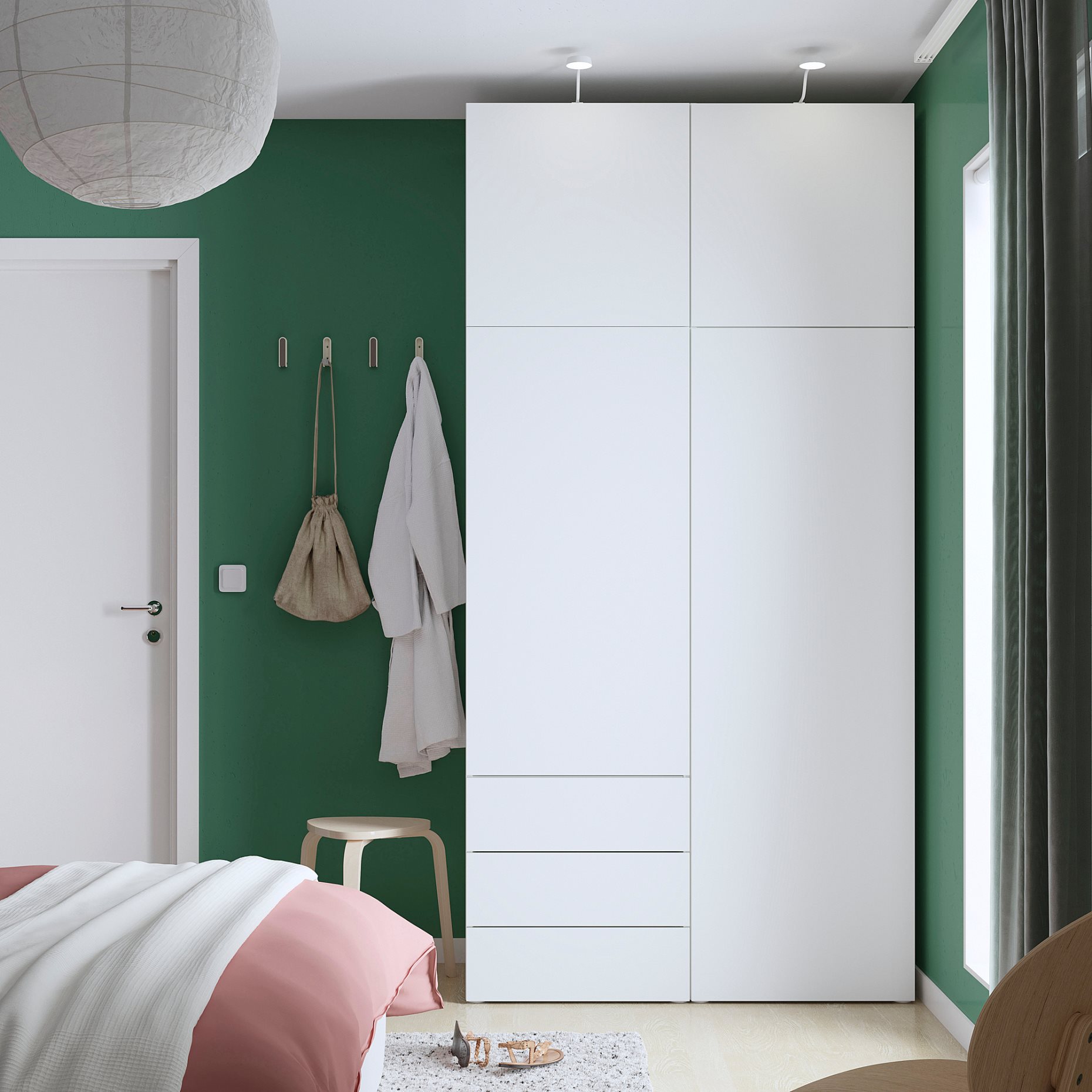 PLATSA, гардероб с 4 врати+3 чекмеджета, 120x57x241 см, 396.249.12