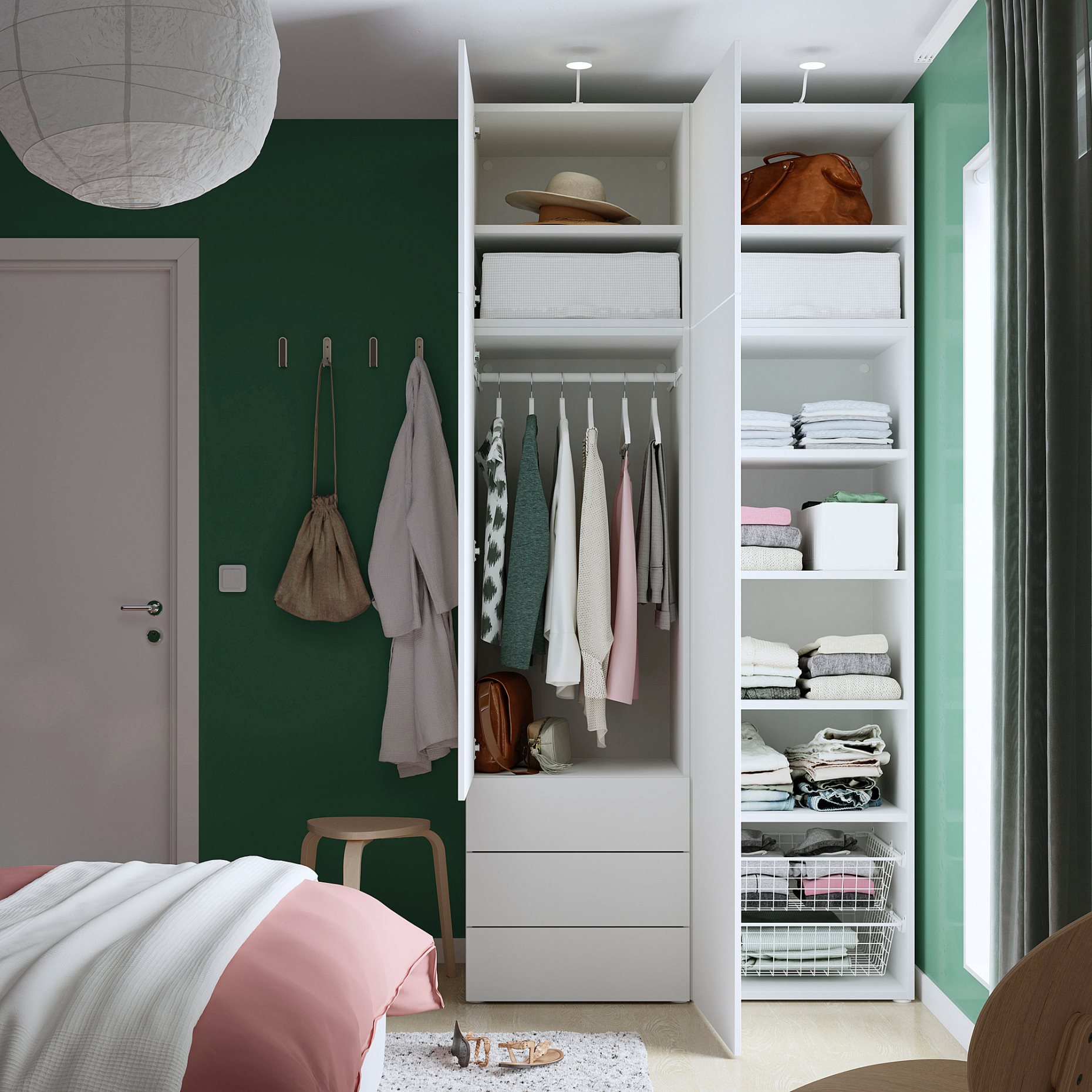 PLATSA, гардероб с 4 врати+3 чекмеджета, 120x57x241 см, 396.249.12