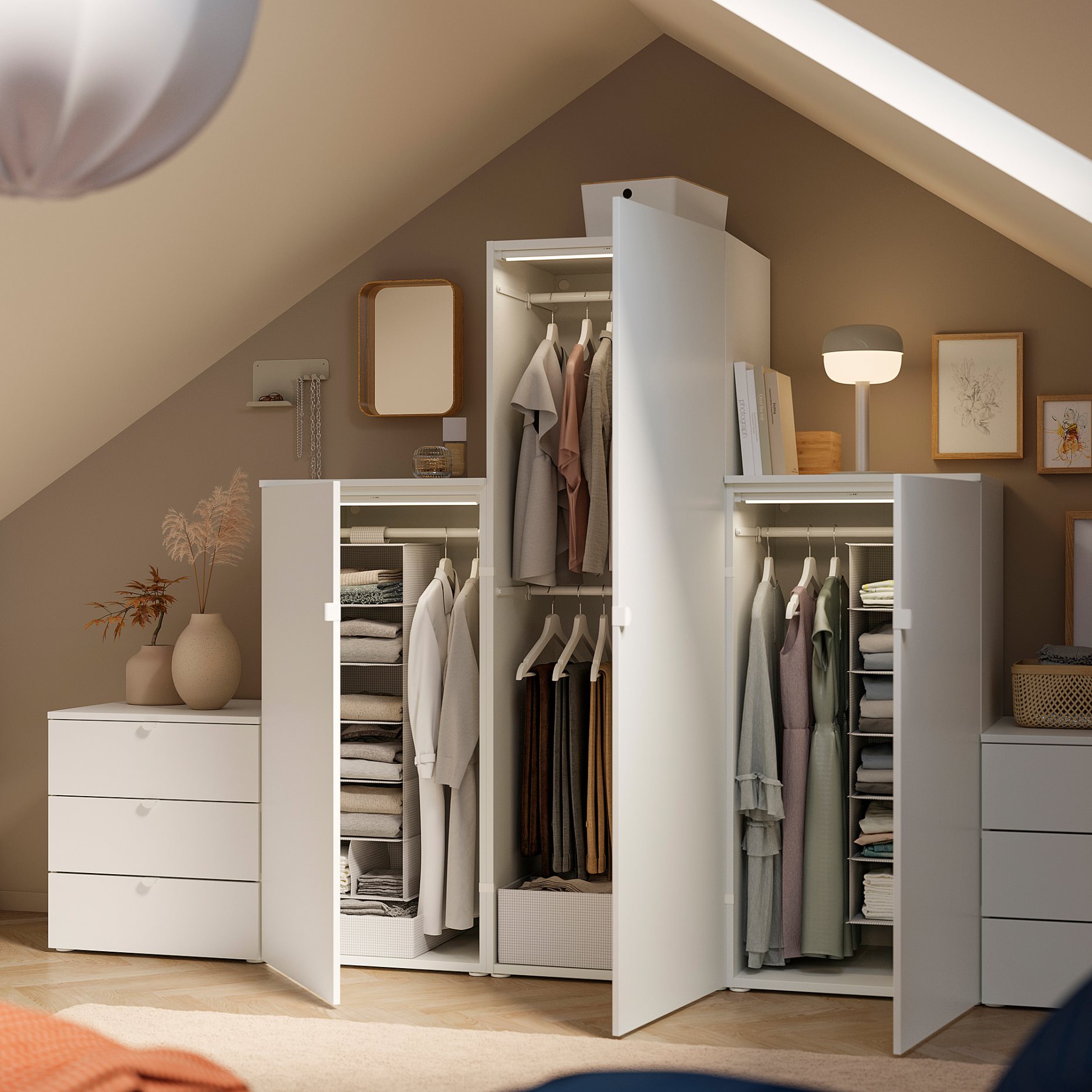 PLATSA, гардероб с 3 врати+6 чекмеджета, 300x57x181 см, 396.251.05