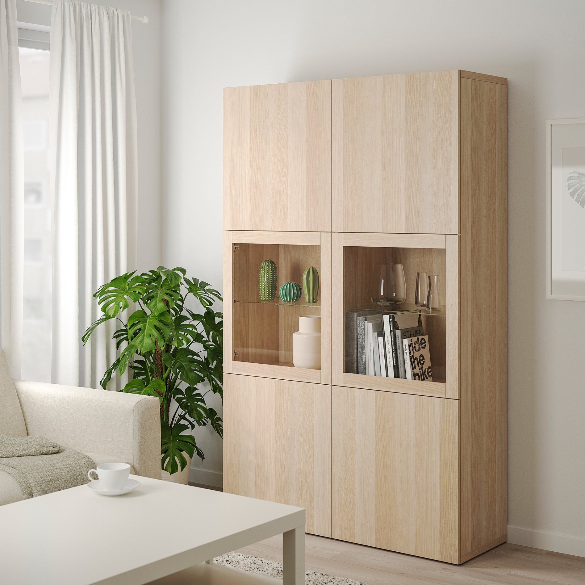BESTÅ, комбиниран артикул за съхранение със стъклени вратички, 490.898.16