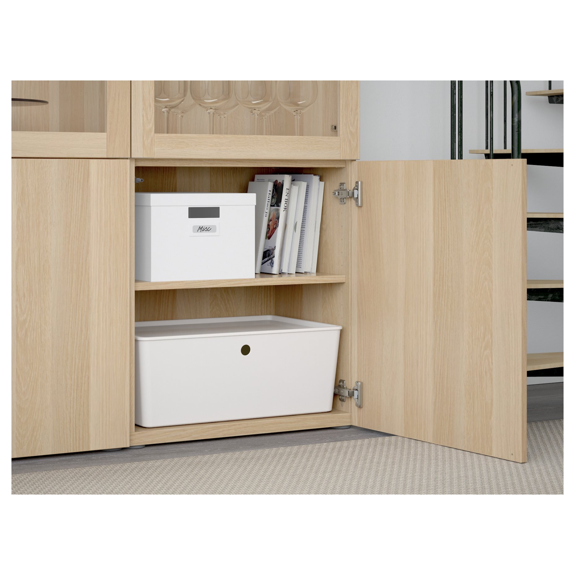 BESTÅ, комбиниран артикул за съхранение със стъклени вратички, 490.898.16