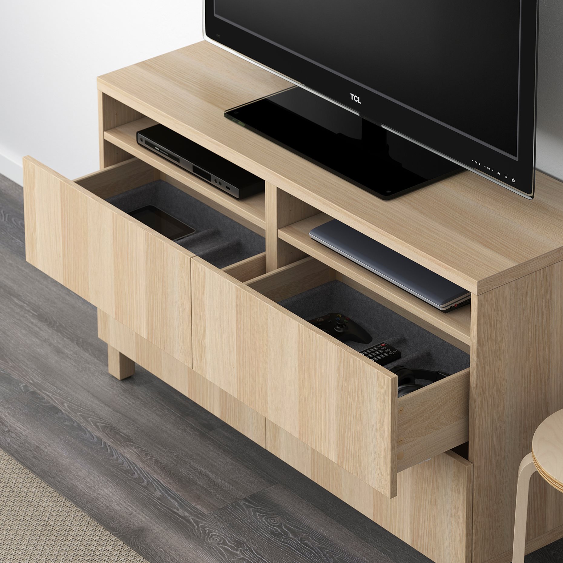 BESTÅ, TV шкаф с чекмеджета, плавно затваряне, 491.939.31