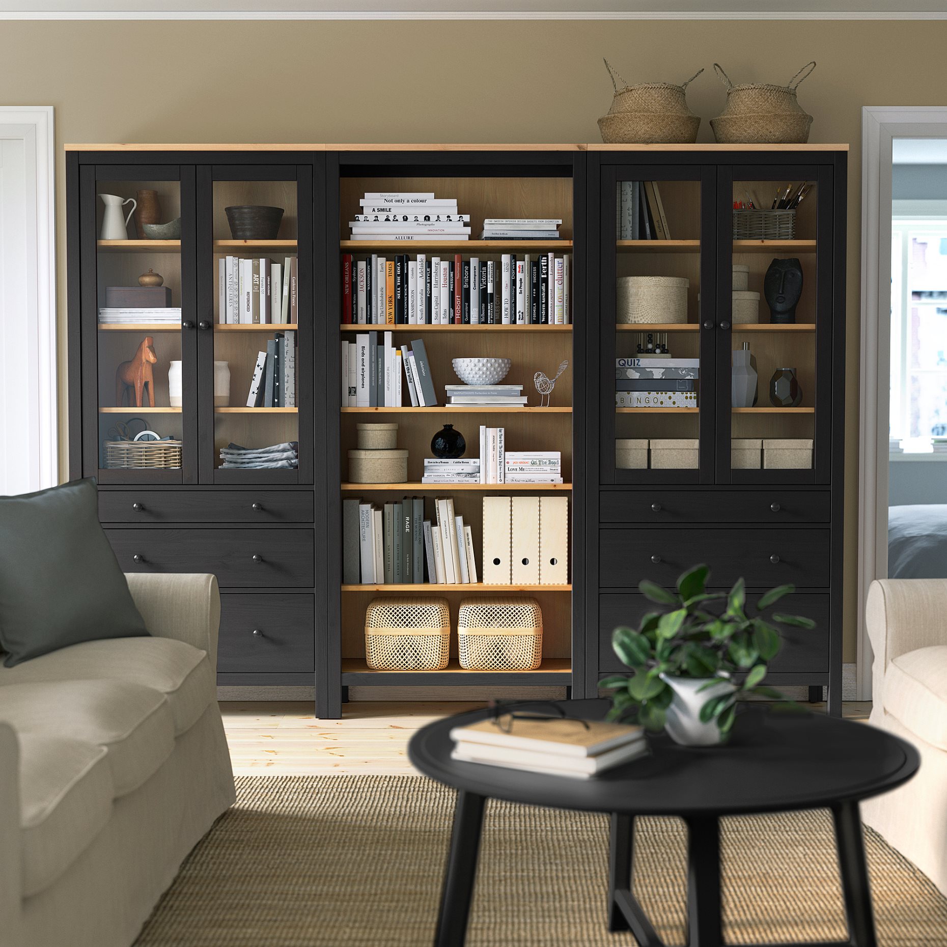 HEMNES, комб артик з съхр с врати/чекм, 493.365.67