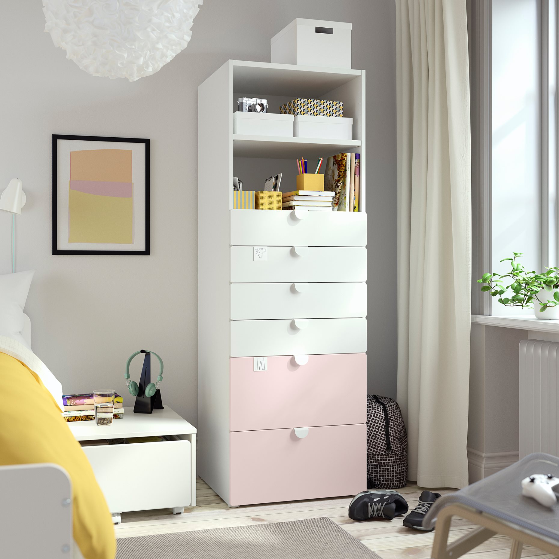 SMASTAD/PLATSA, библиотека с 6 чекмеджета, 60x55x180 см, 493.880.71