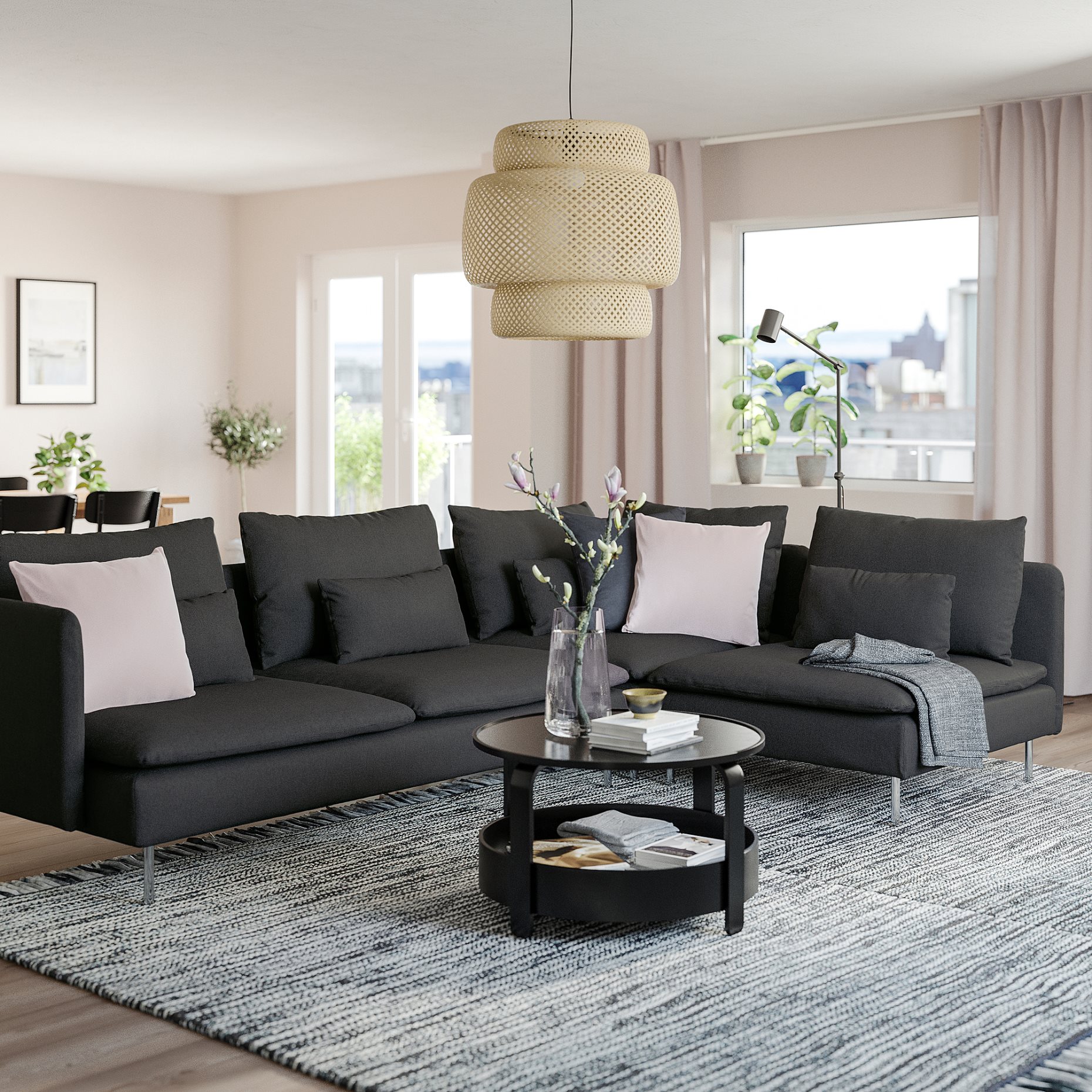 SÖDERHAMN, Ъглов диван, 4 места с отворен край, 494.495.88