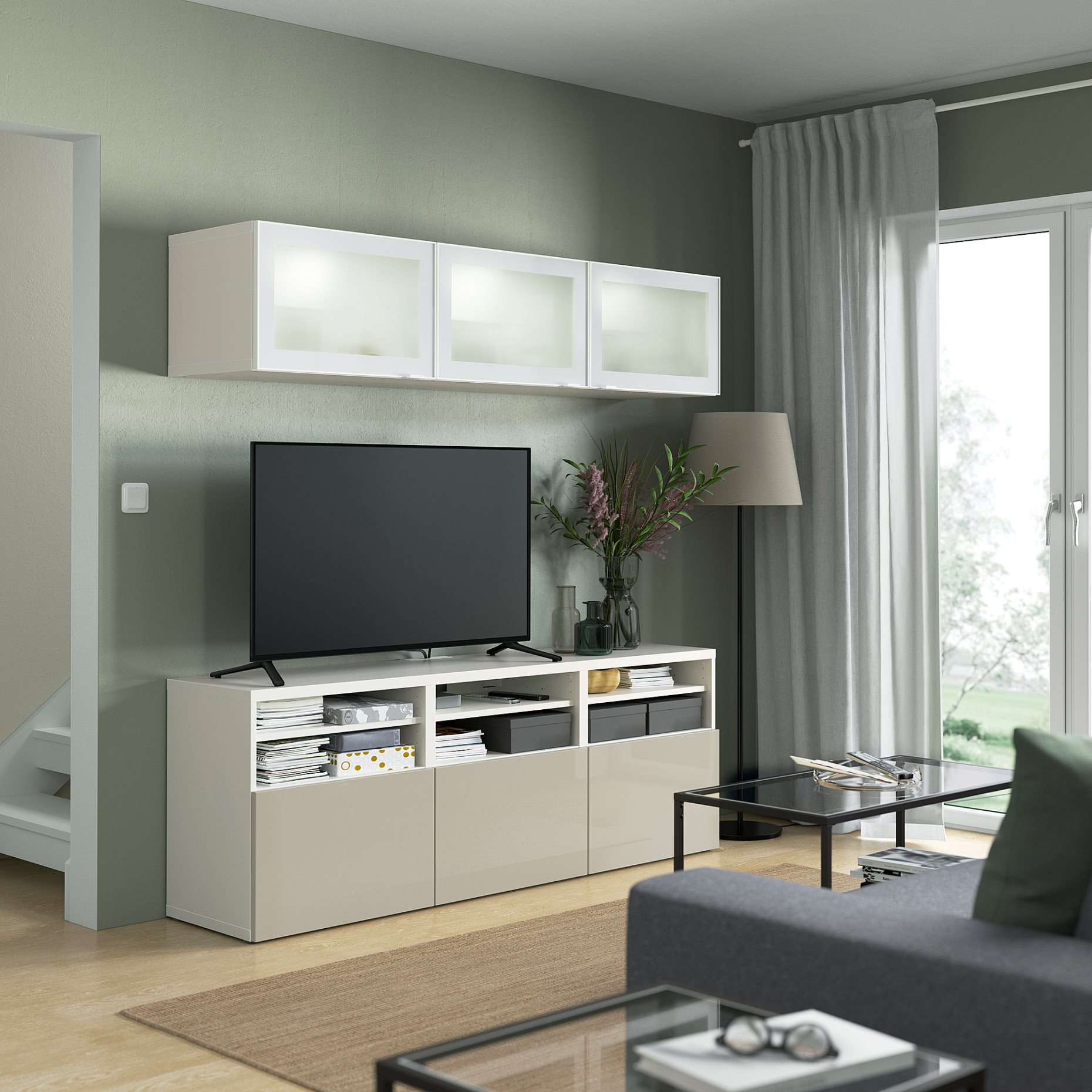 BESTÅ, TV секция/стъклени врати, 494.887.87