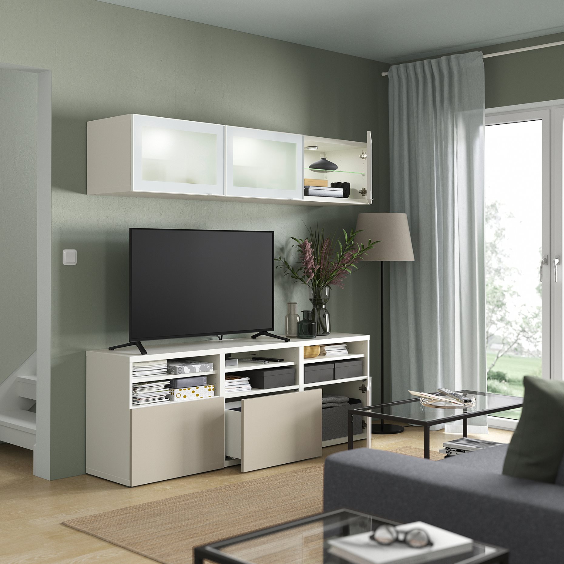 BESTÅ, TV секция/стъклени врати, 494.887.87