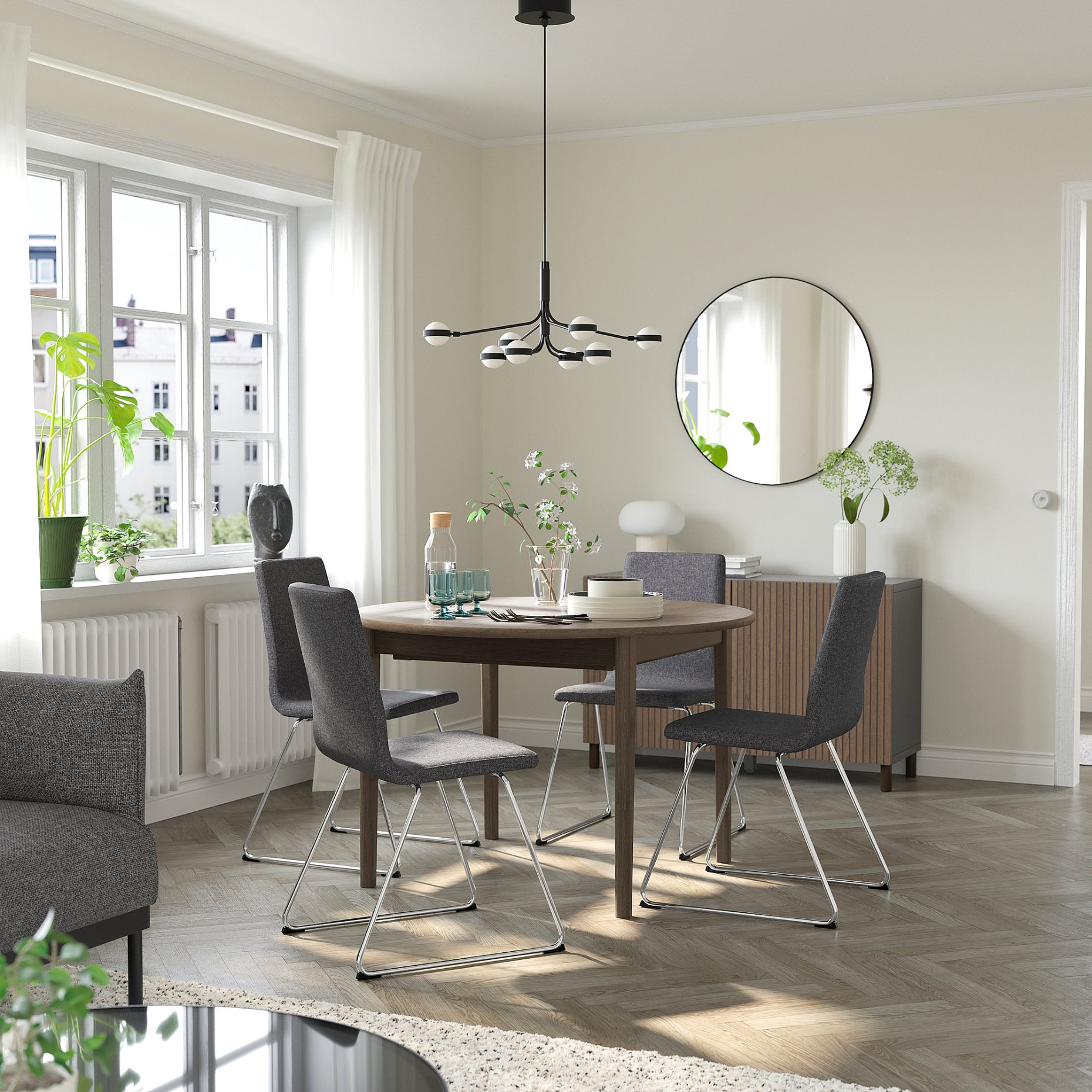 SKANSNÄS/LILLÅNÄS, маса и 4 стола, 115/170 см, 495.616.45