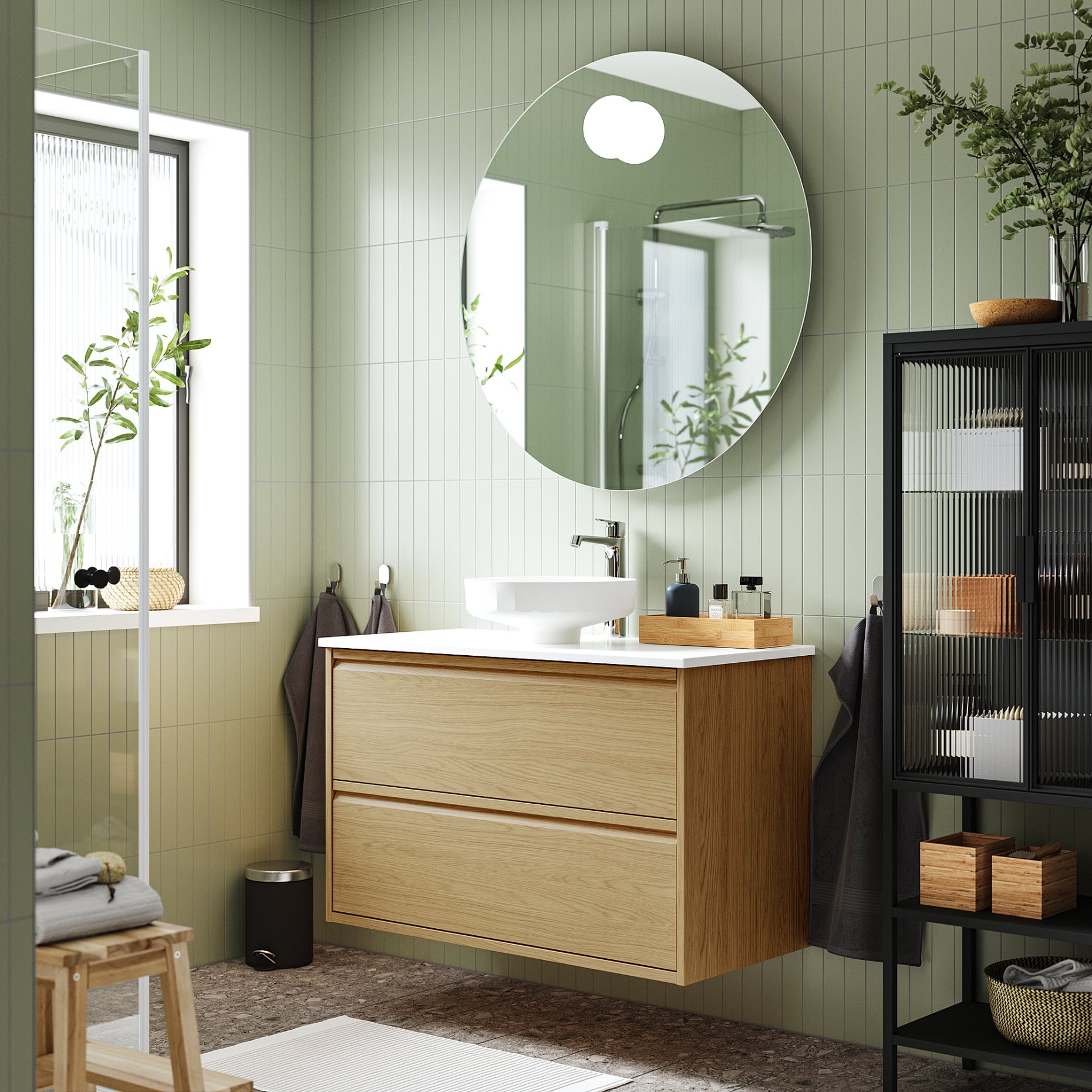 ÄNGSJÖN/LERSJÖN, шкаф за мивка+чекмеджета/мивка/смесител, 495.712.96