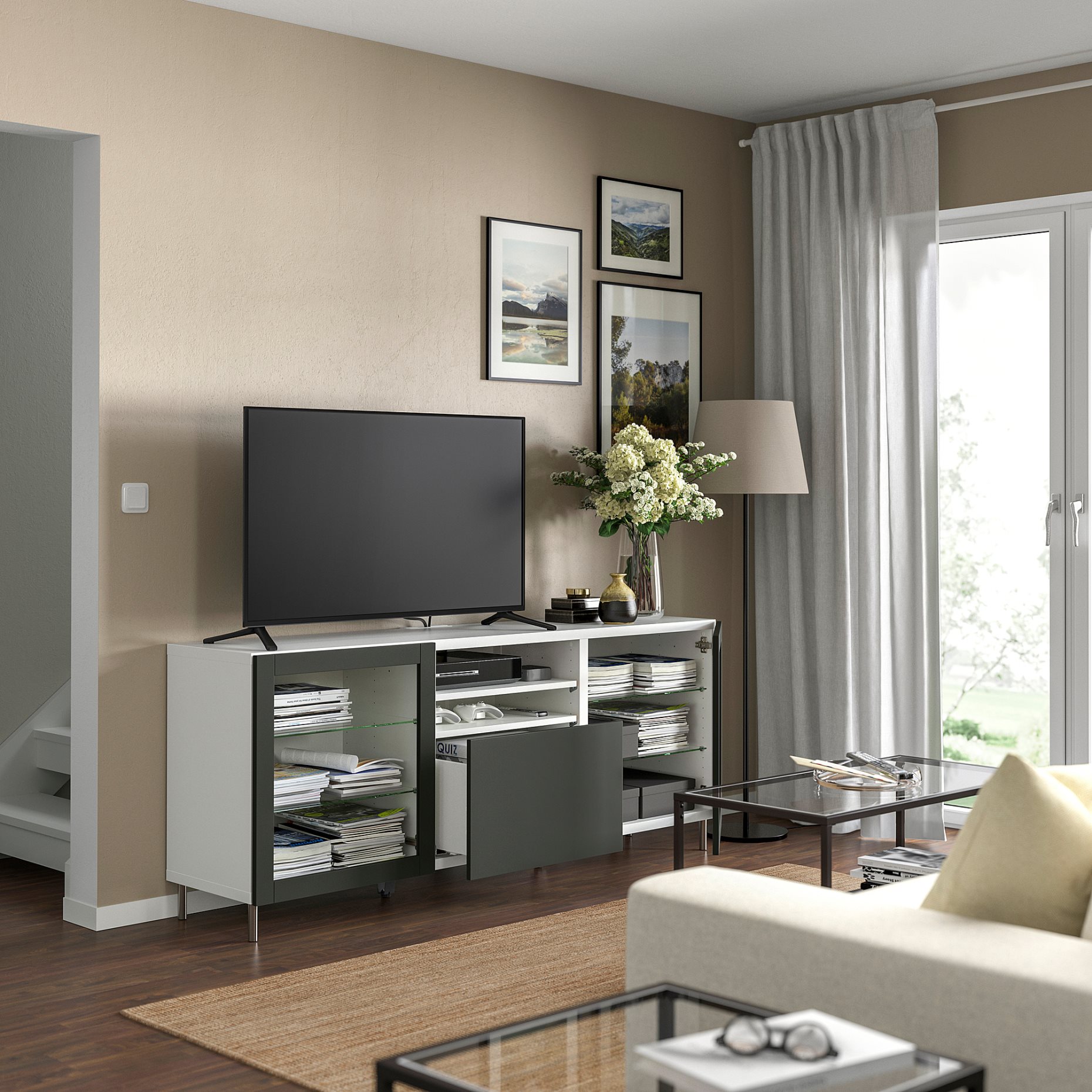 BESTÅ, TV шкаф с чекмеджета, 495.749.83