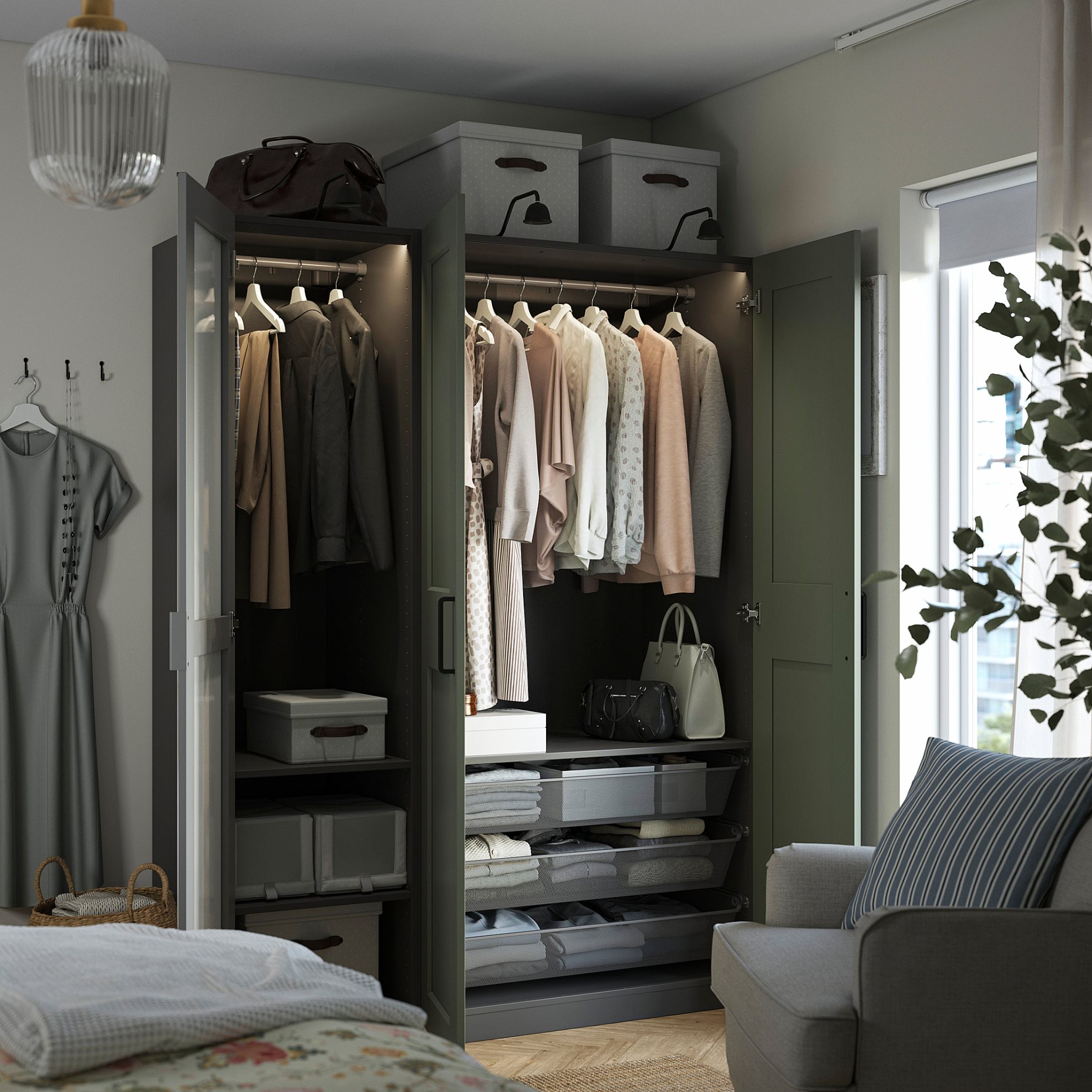 PAX/KAMMARTORP/GRIMO, гардероб - комбинация, 495.792.59