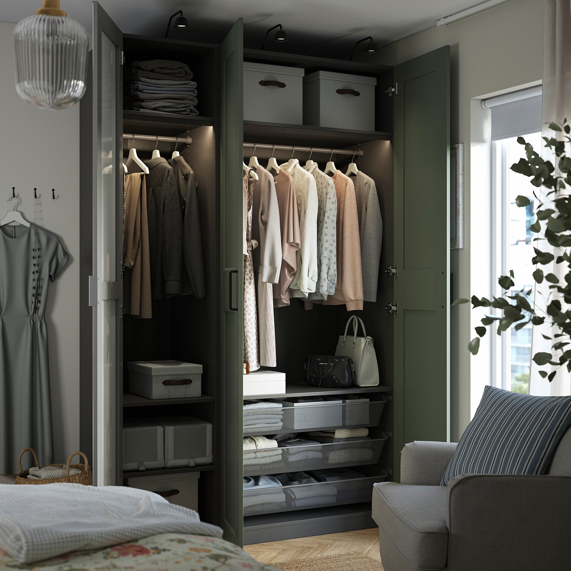 PAX/KAMMARTORP/GRIMO, гардероб - комбинация, 495.792.64
