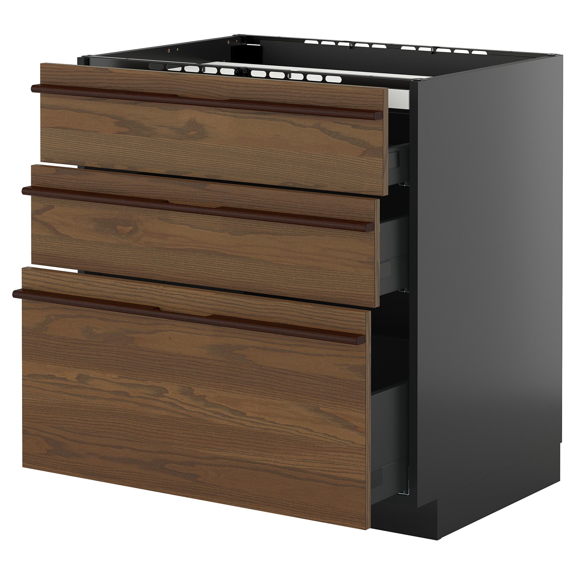 METOD/KNIVSHULT, долен шкаф за вграден котлон/3 чела/3 чекмеджета, 495.880.51