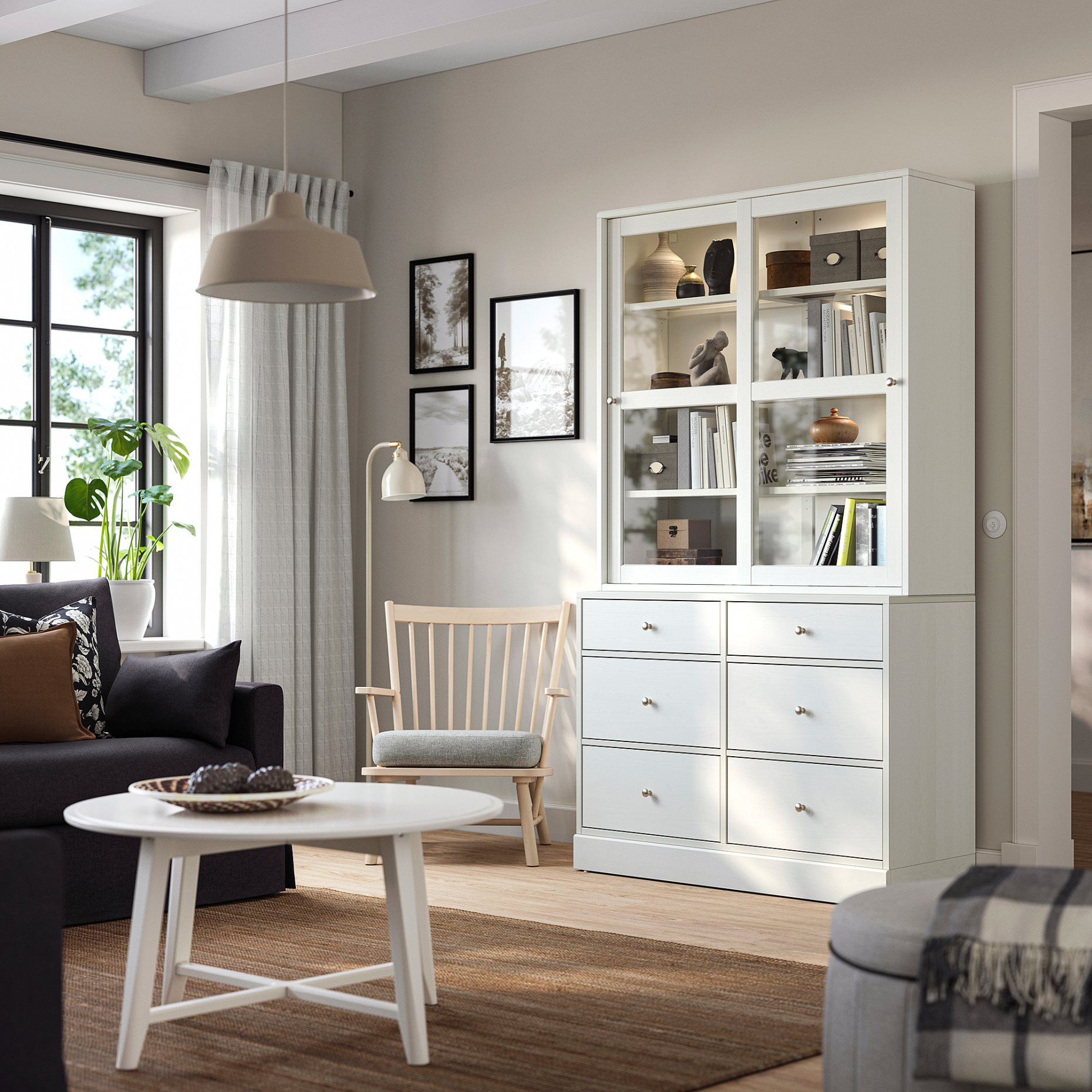HAVSTA, комб. артикул за съхранение със стъкл. врати, 495.974.61