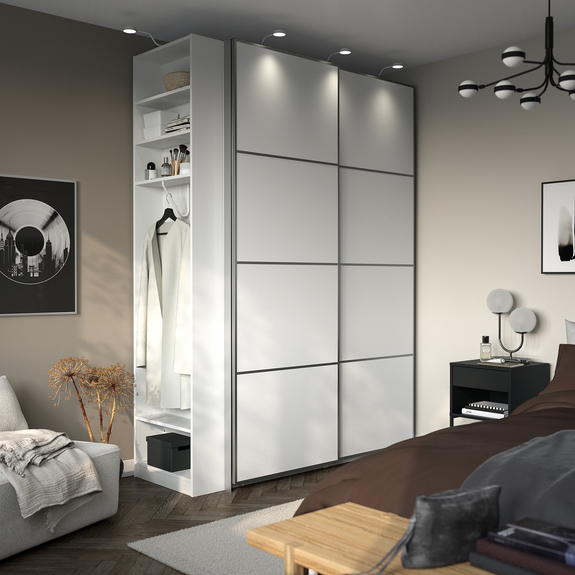 PAX/MEHAMN, гардероб с плъзгащи се врати, 496.069.84