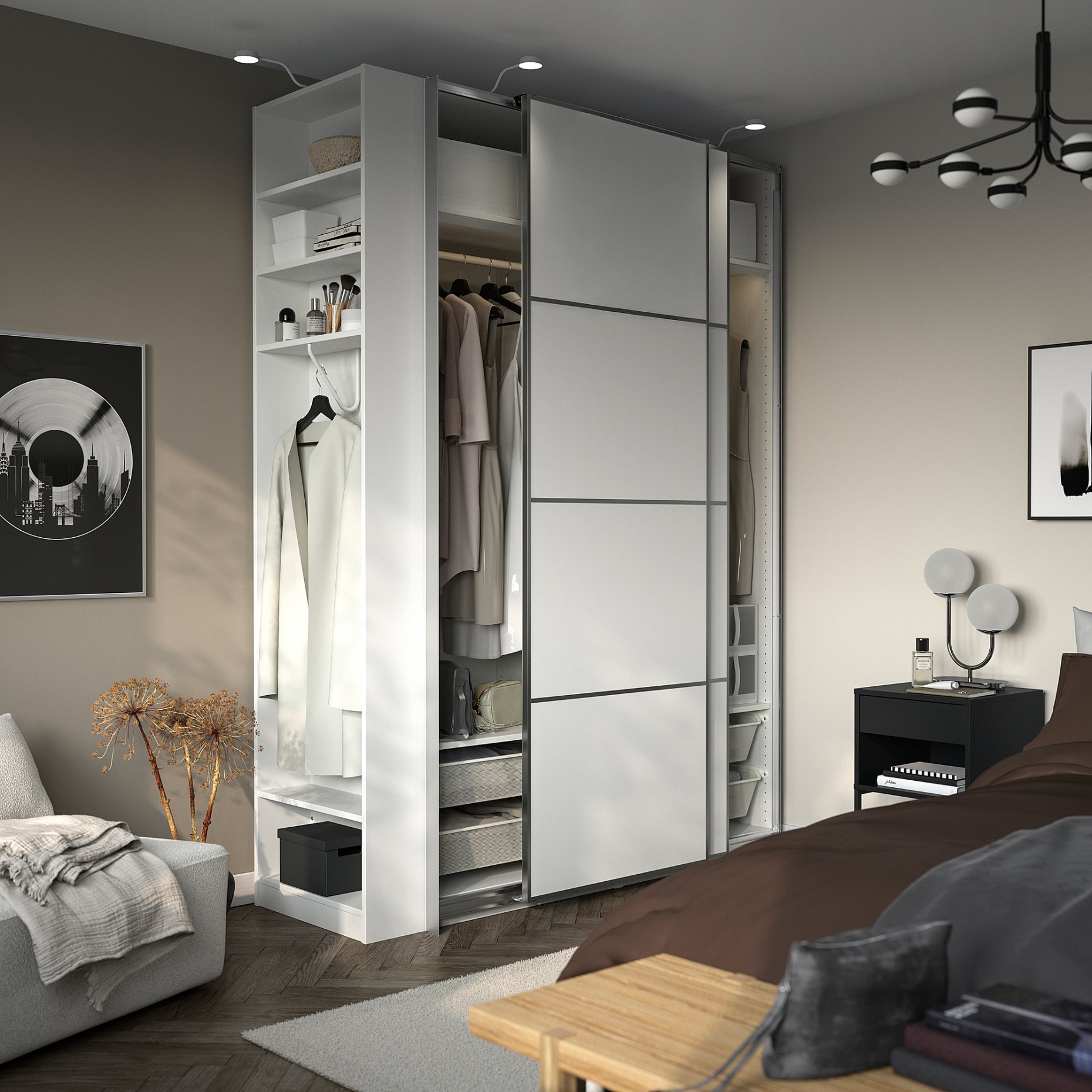PAX/MEHAMN, гардероб с плъзгащи се врати, 496.069.84