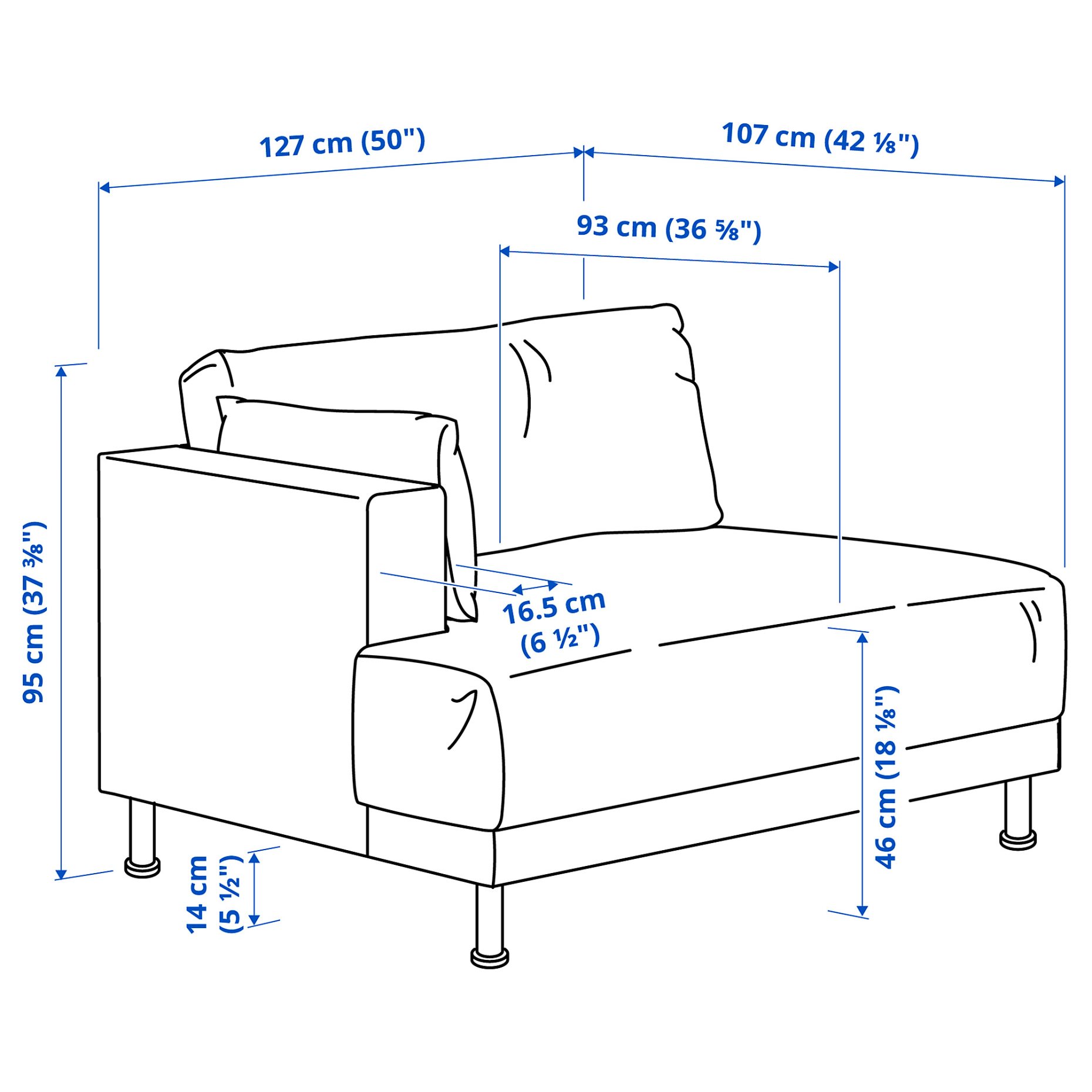 UPPÅKRA, 1.5-местен модул, с подлакътник, ляво, 496.126.83
