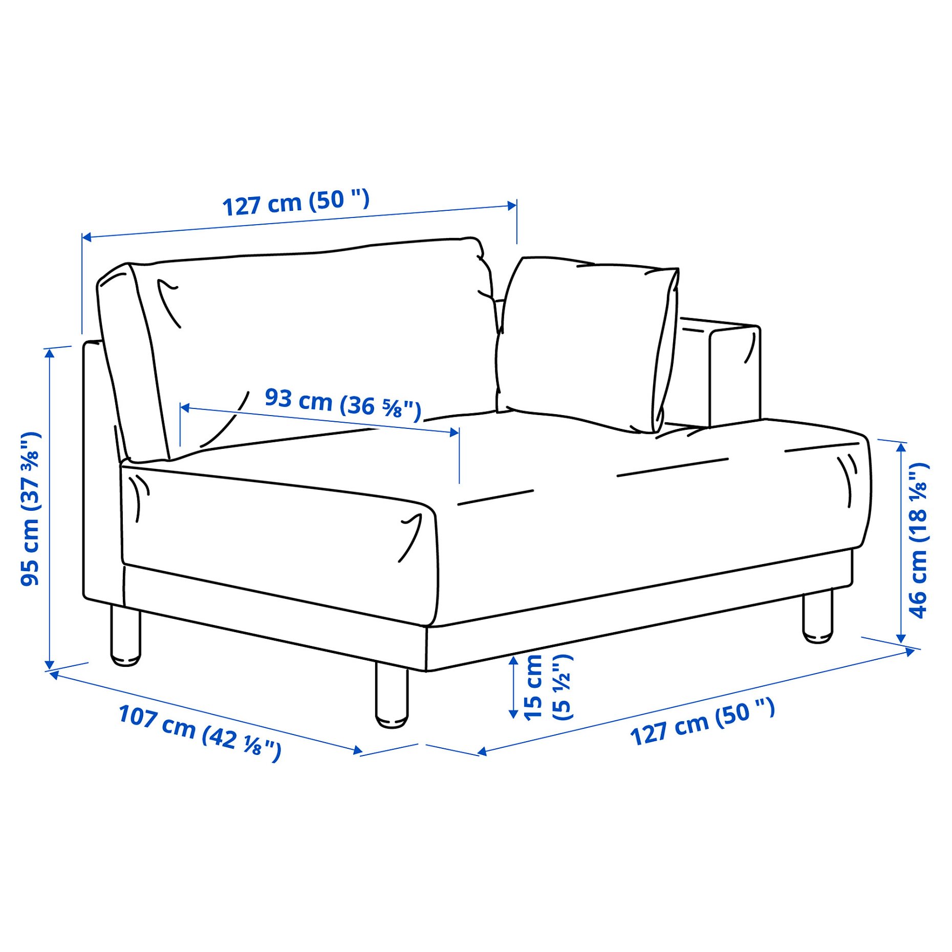 UPPÅKRA, 1.5-местен модул, с подлакътник, десен, 496.140.07
