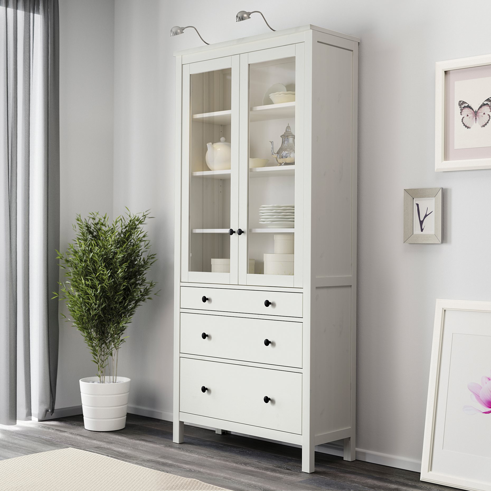 HEMNES, витрина с 3 чекмеджета, 503.717.72