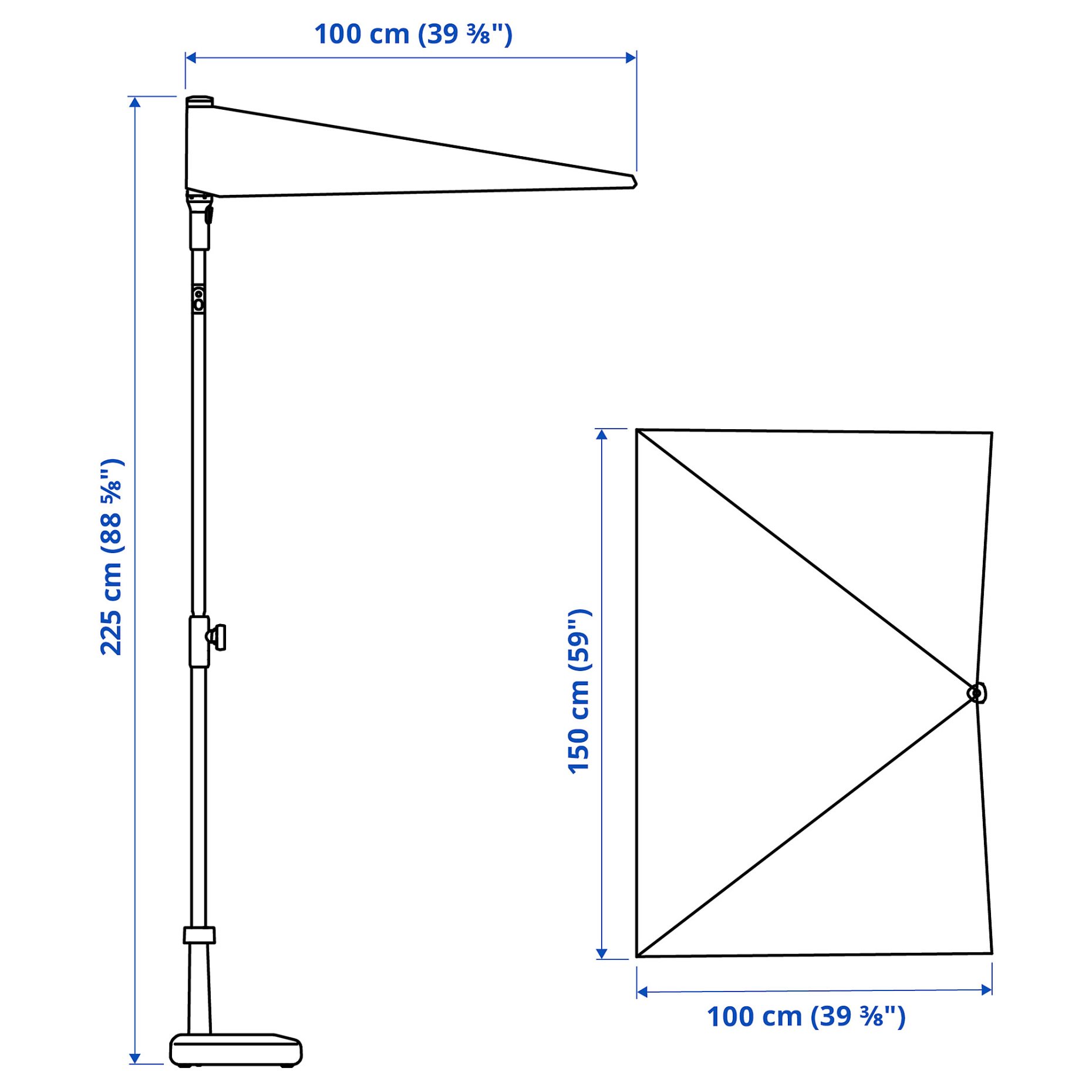 LILLEO/BRAMSON, чадър с основа, 150 см, 594.401.01