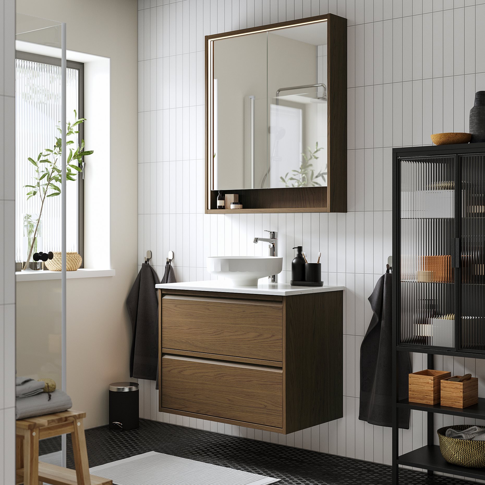 ÄNGSJÖN/LERSJÖN, шкаф за мивка+чекмеджета/мивка/смесител, 595.712.86
