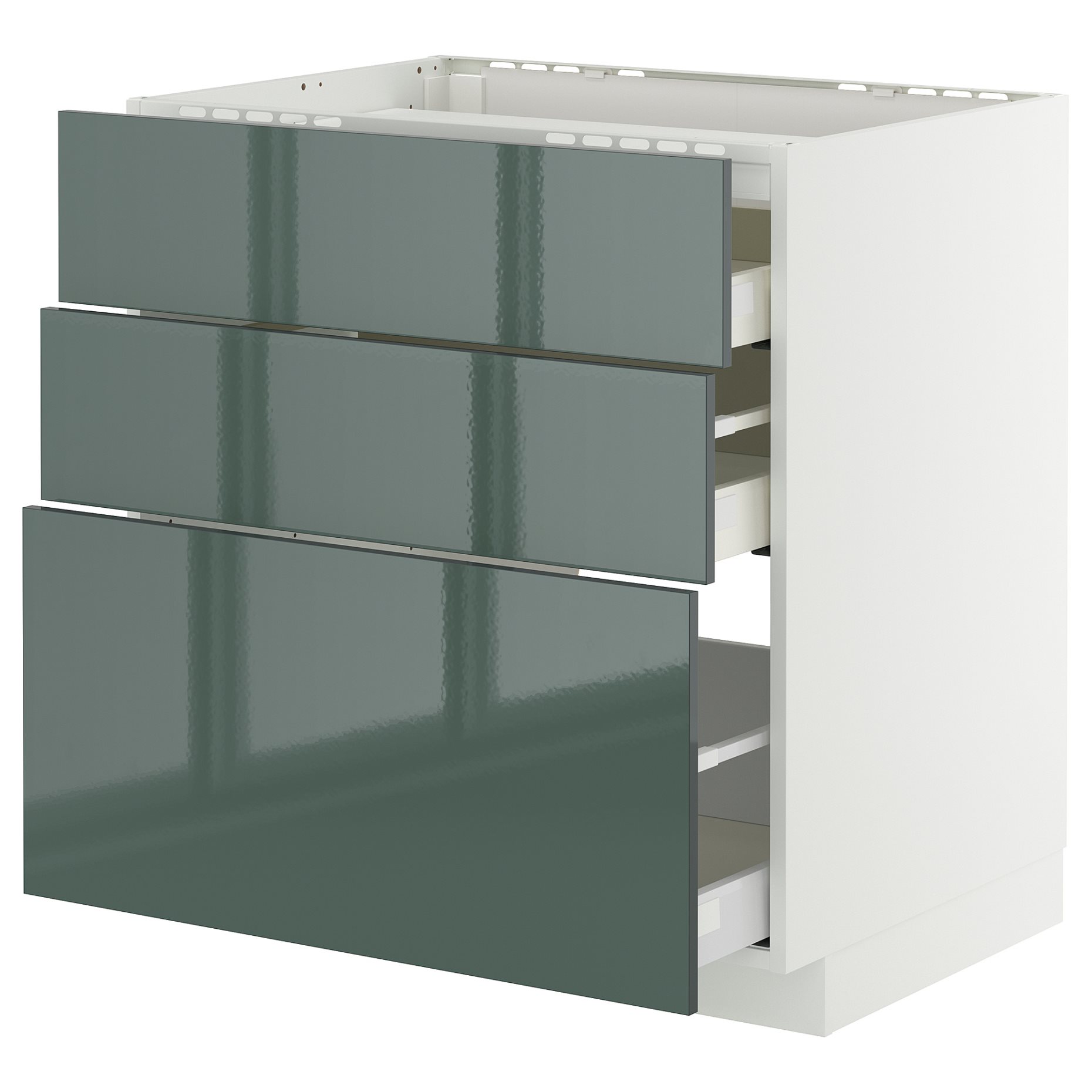 METOD/MAXIMERA, долен шкаф за вграден котлон/3 чела/3 чекмеджета, 595.860.18