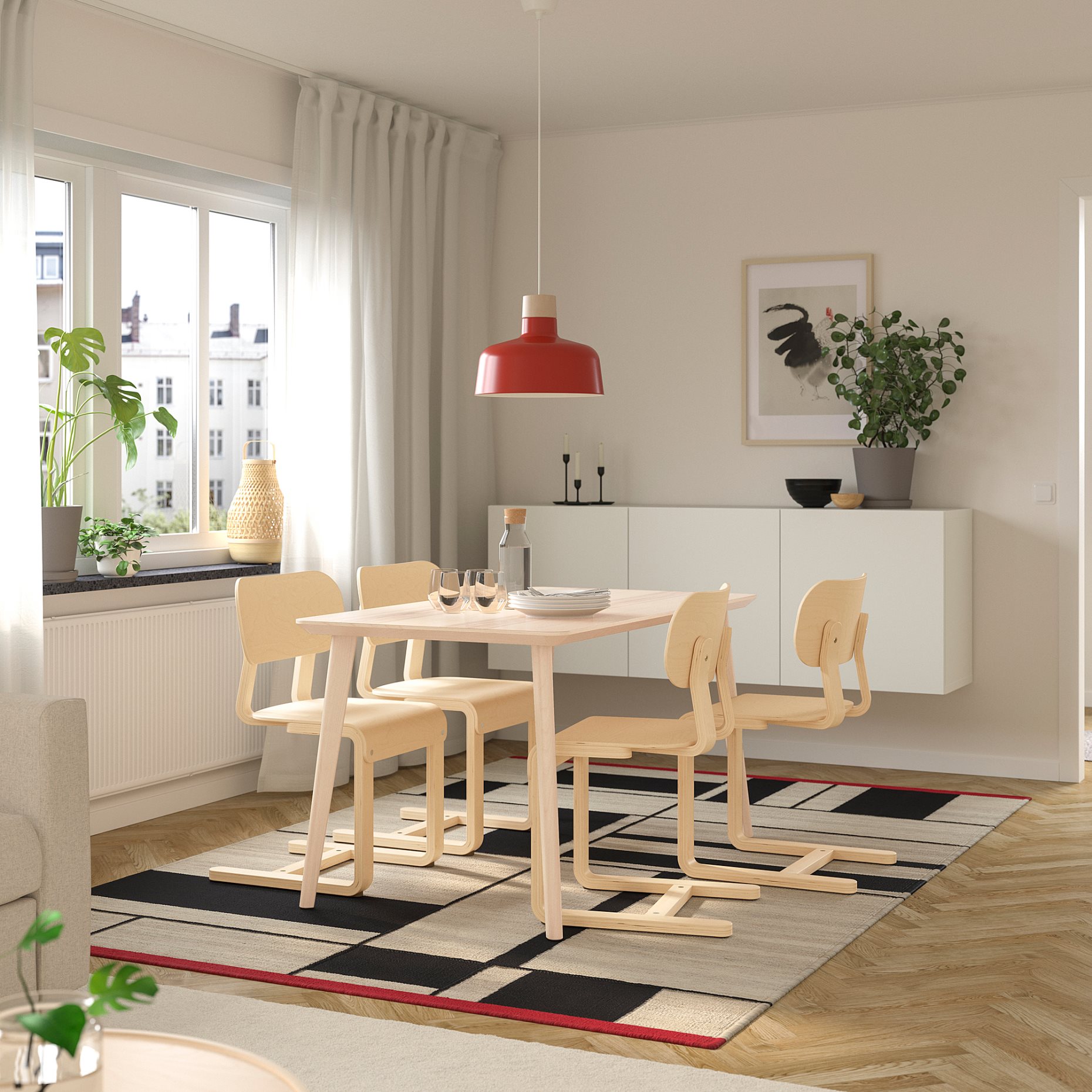 LISABO/LYCKAN, маса и 4 стола, 595.902.61
