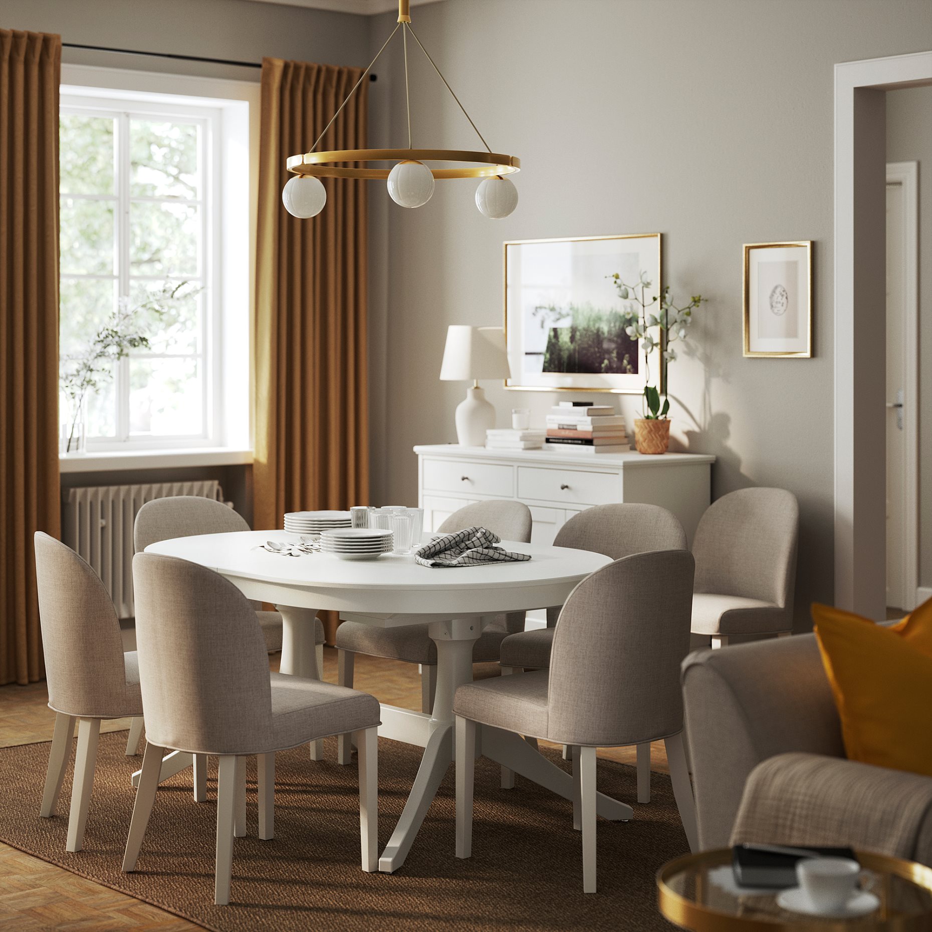 ROSENTORP/ROSENTORP, маса и 6 стола, 596.101.36