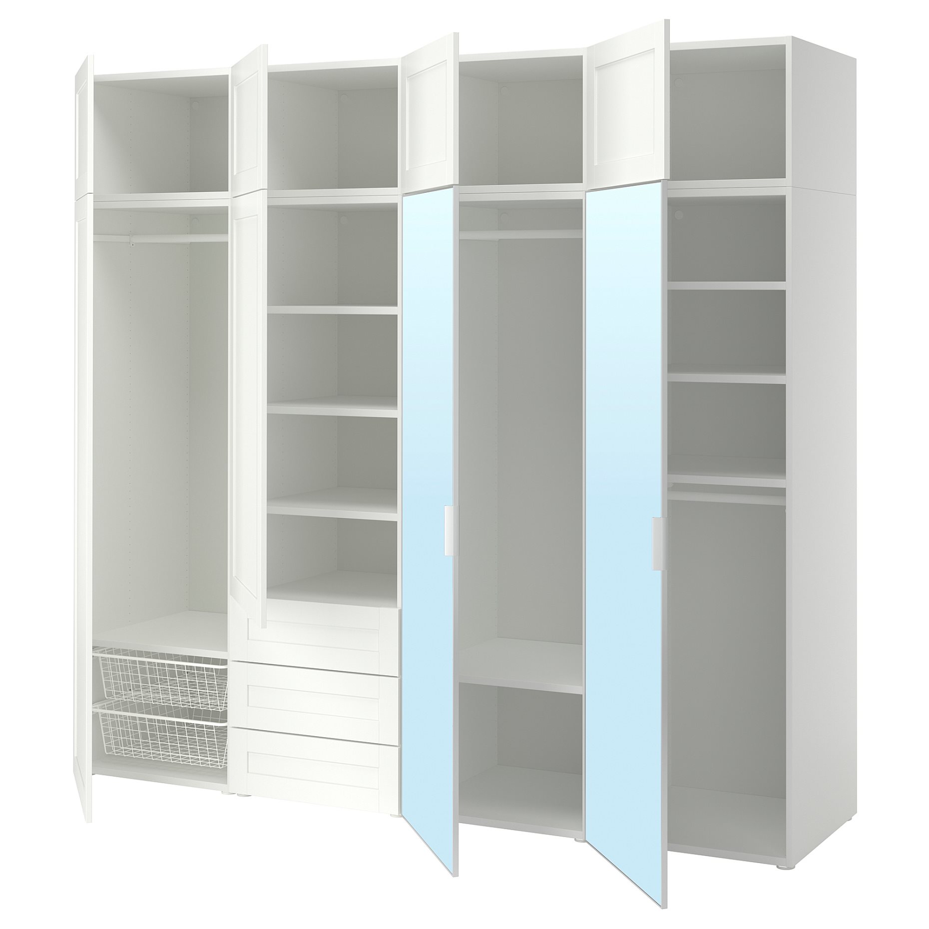 PLATSA, гардероб с 8 врати + 3 чекмеджета, 240x57x221 см, 596.153.65