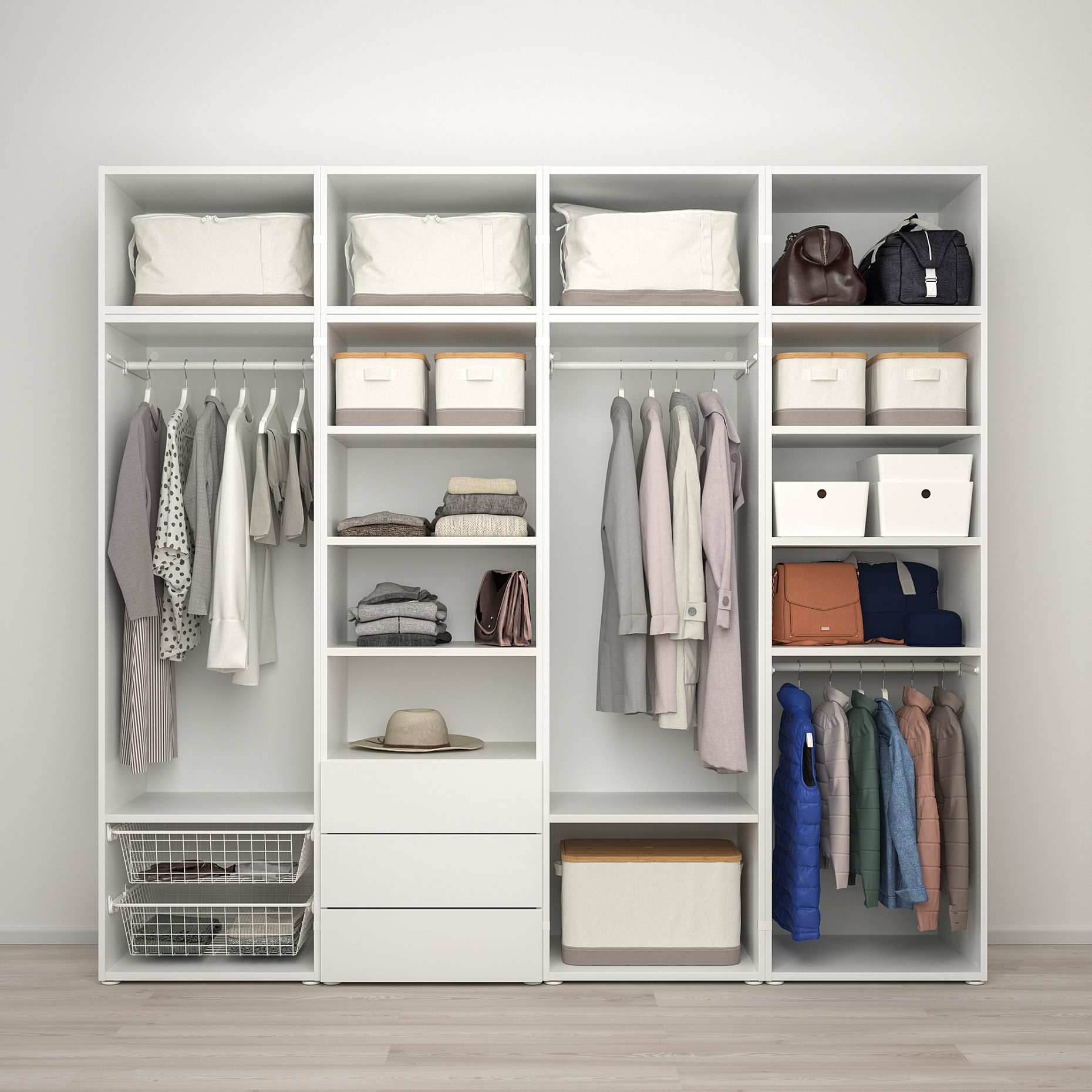 PLATSA, гардероб с 8 врати + 3 чекмеджета, 240x57x221 см, 596.153.65