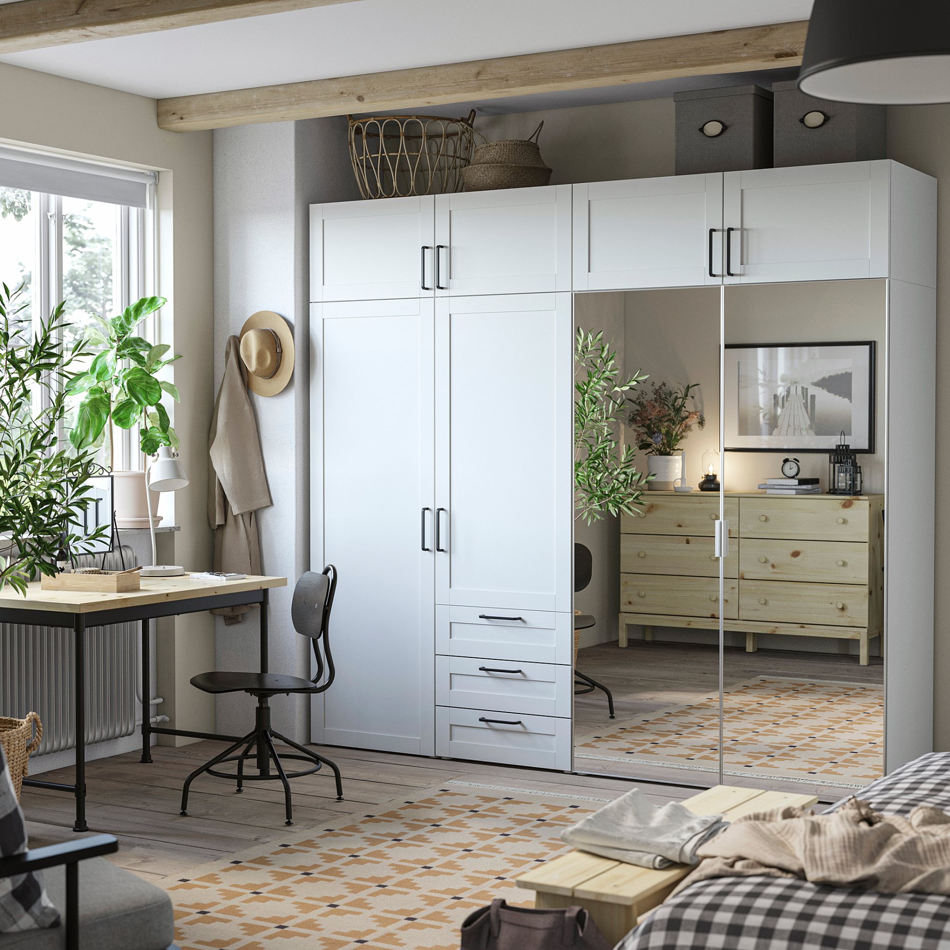PLATSA, гардероб с 8 врати + 3 чекмеджета, 240x57x221 см, 596.153.65