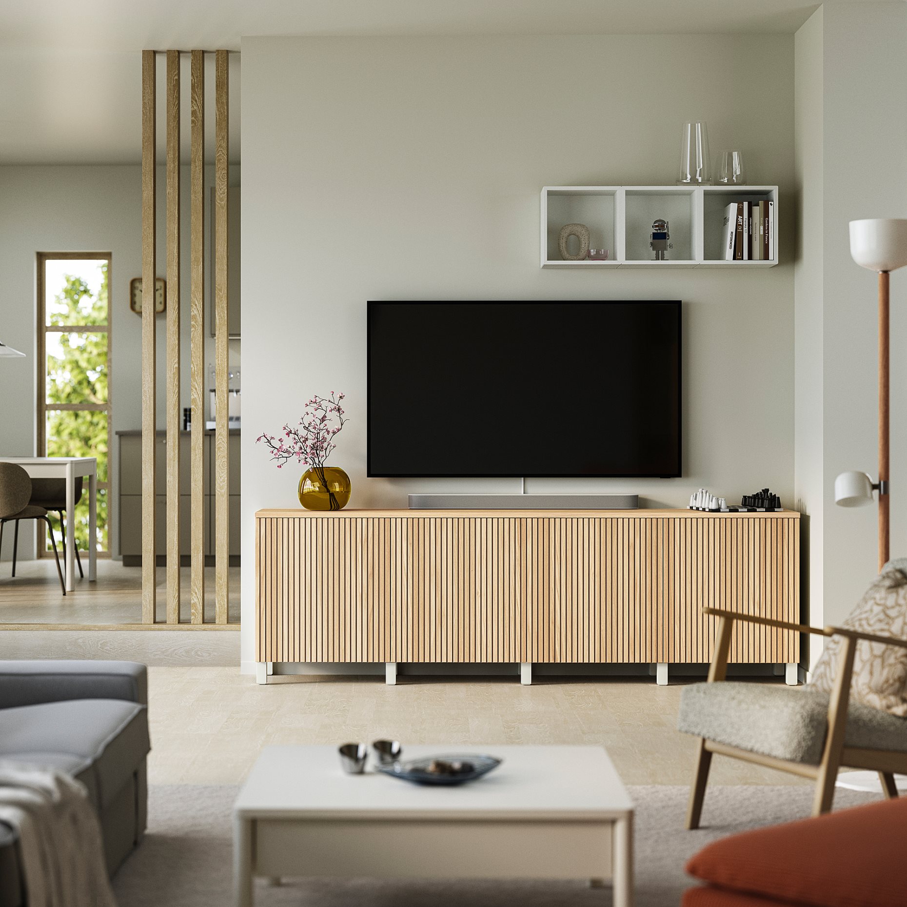 BESTÅ, TV шкаф с вратички, 240x42x76 см, 596.229.69