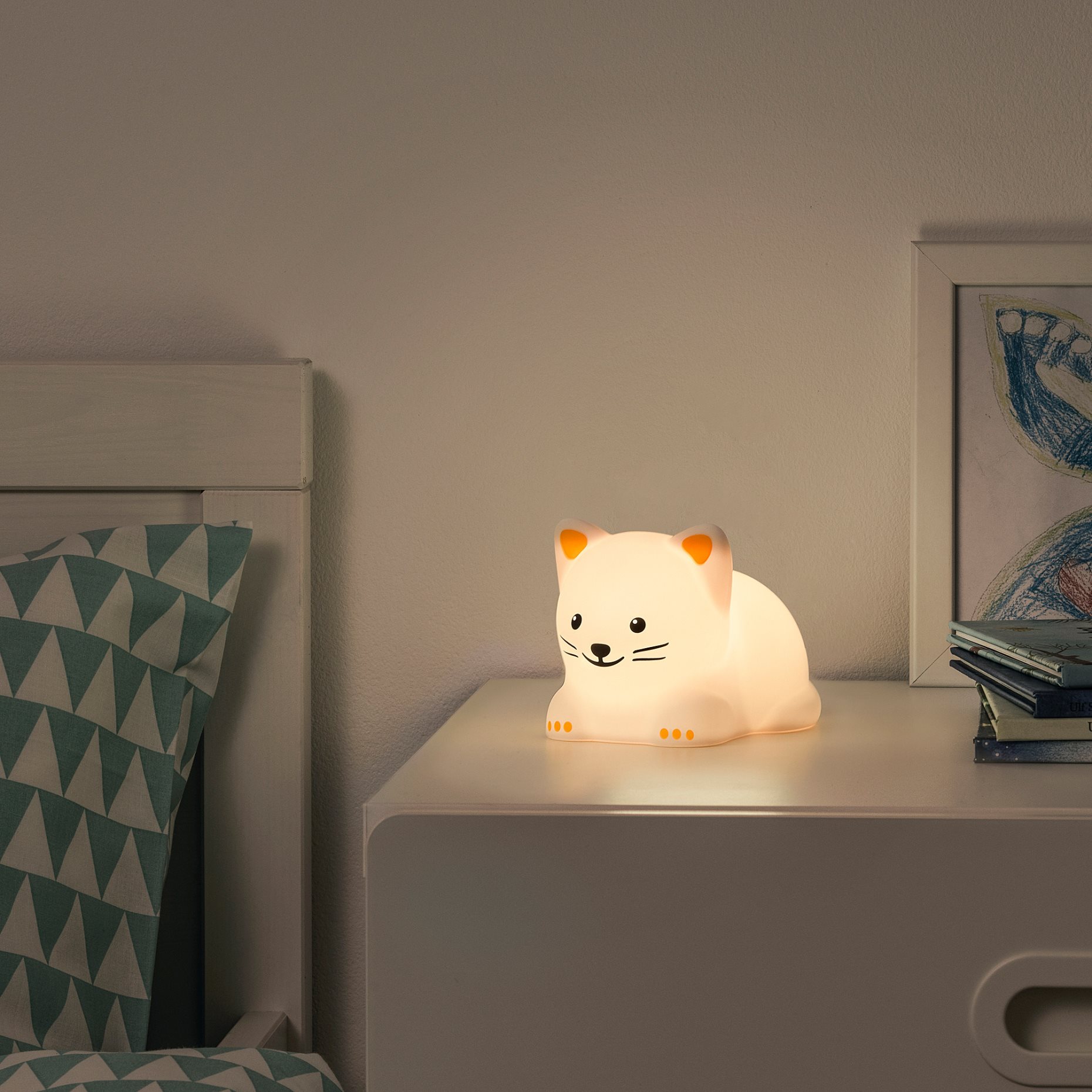 TÖVÄDER, LED нощна лампа, котка, на батерии, 605.169.15