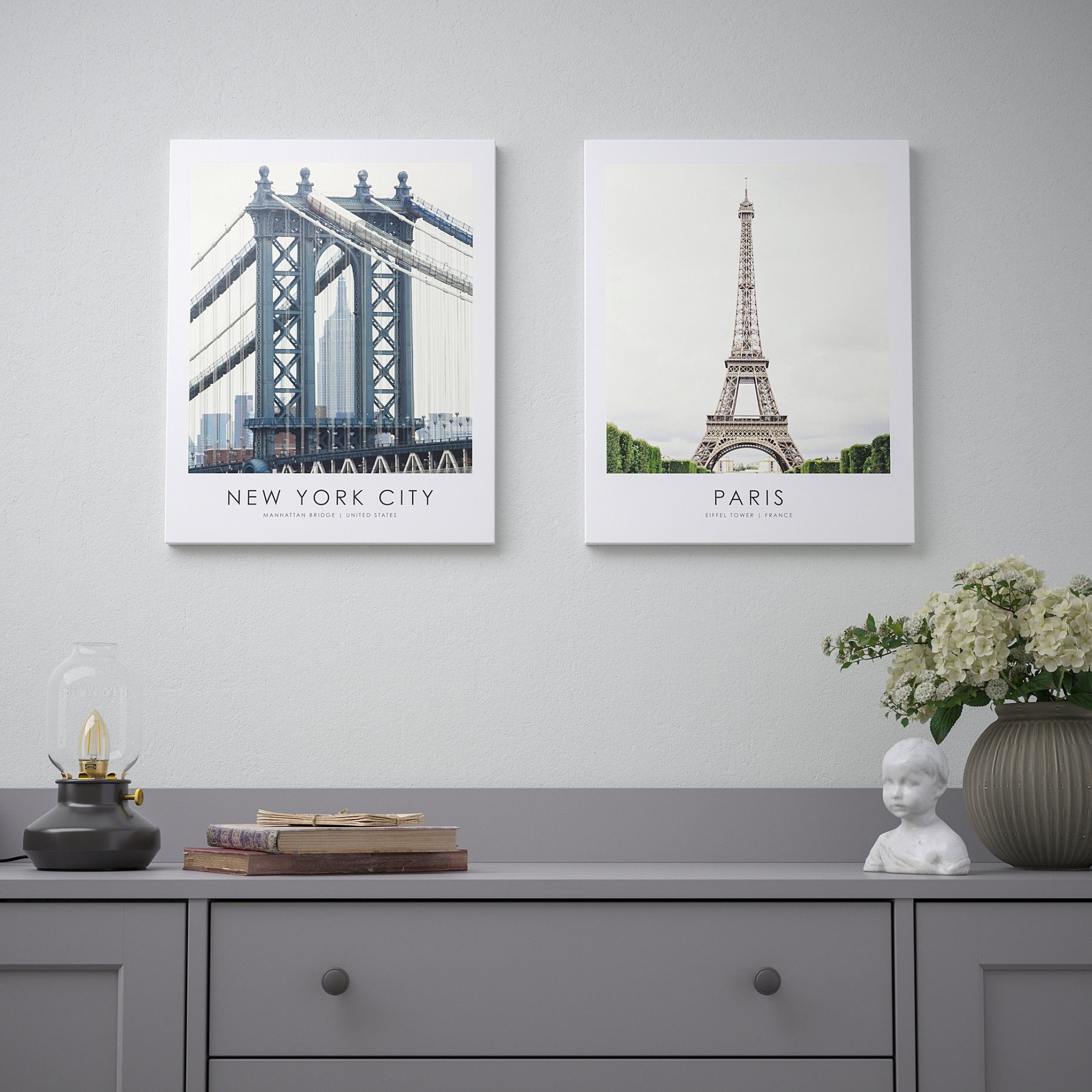 PJÄTTERYD, картина, "Манхатънския мост и Айфеловата кула", 40х50 см, 605.545.49