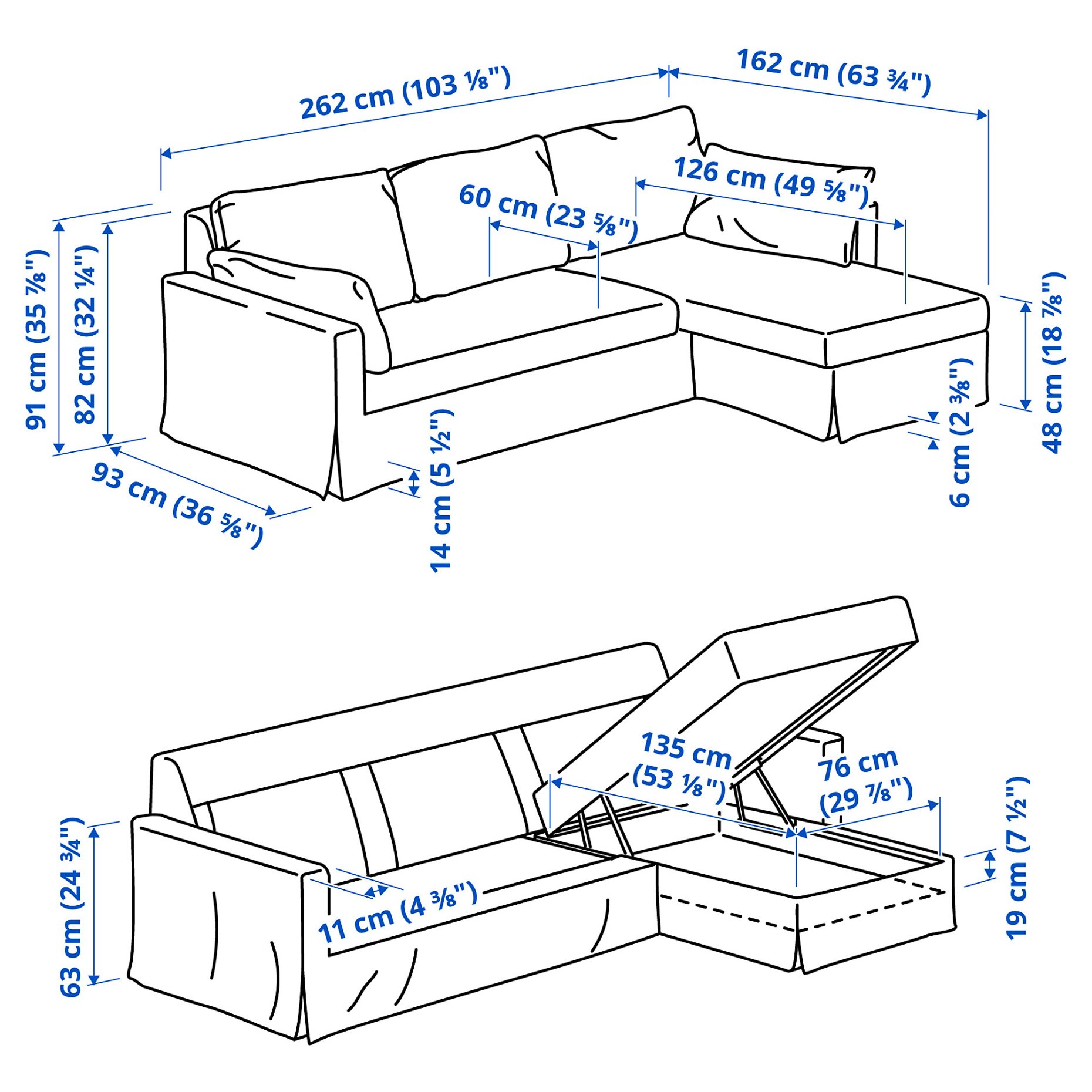 HYLTARP, 3-местен диван с лежанка, отдясно, 694.958.38