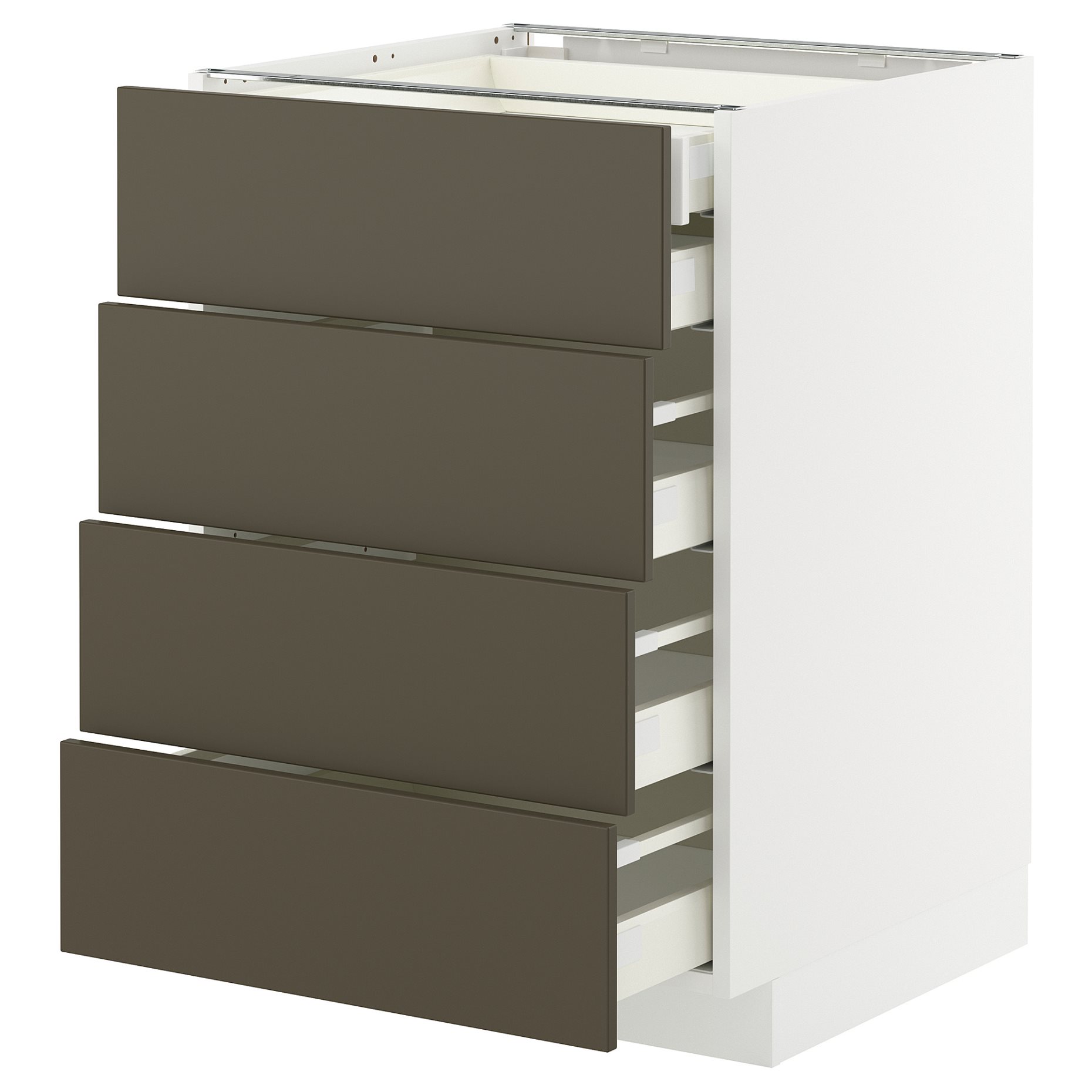 METOD/MAXIMERA, долен шкаф с 4 чела/2 ниски + 3 средни чекмеджета, 695.587.98