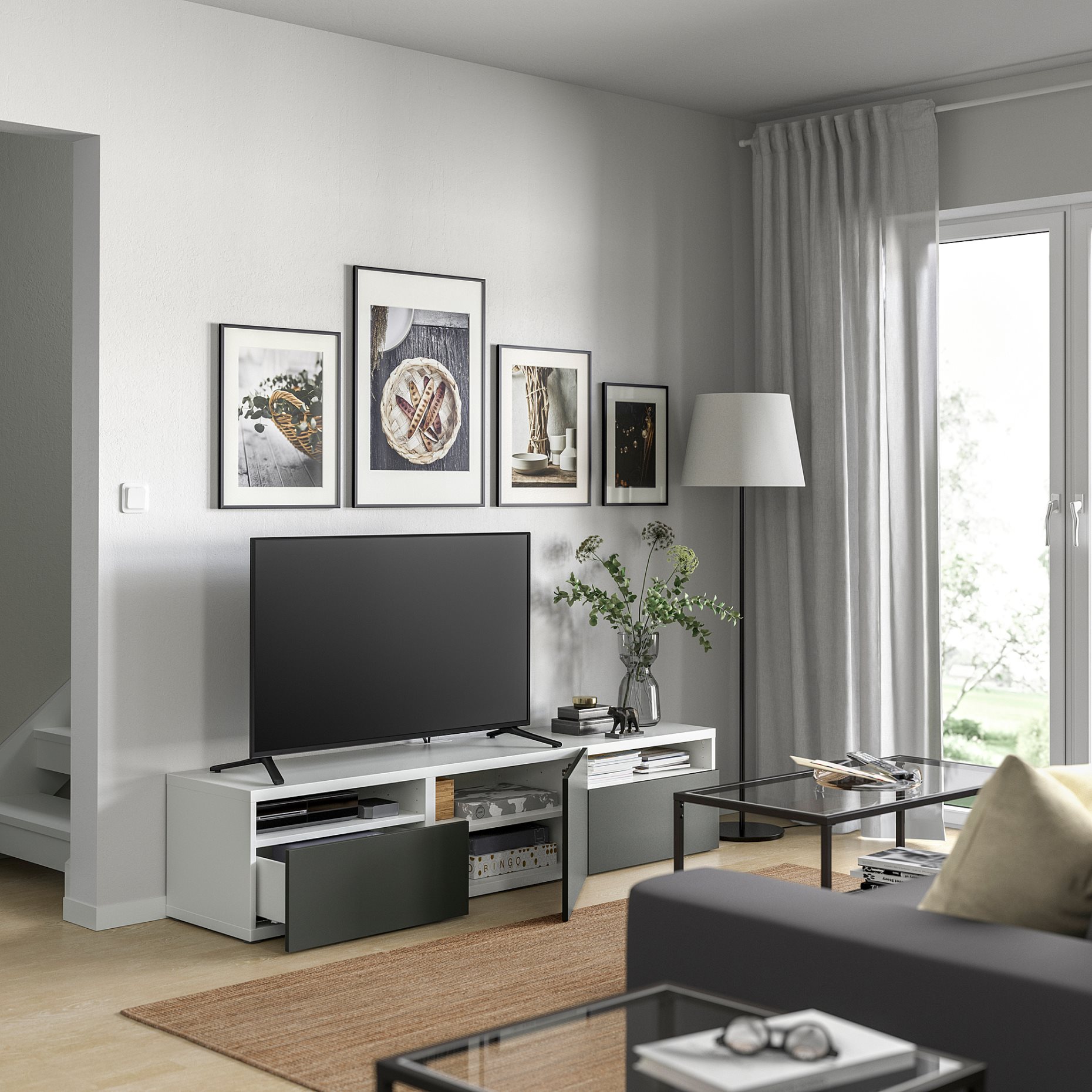 BESTÅ, TV шкаф с чекмеджета и врата, 695.729.78