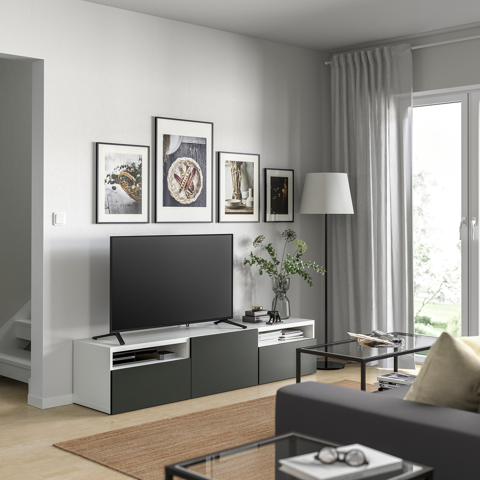 BESTÅ, TV шкаф с чекмеджета и врата, 695.729.78