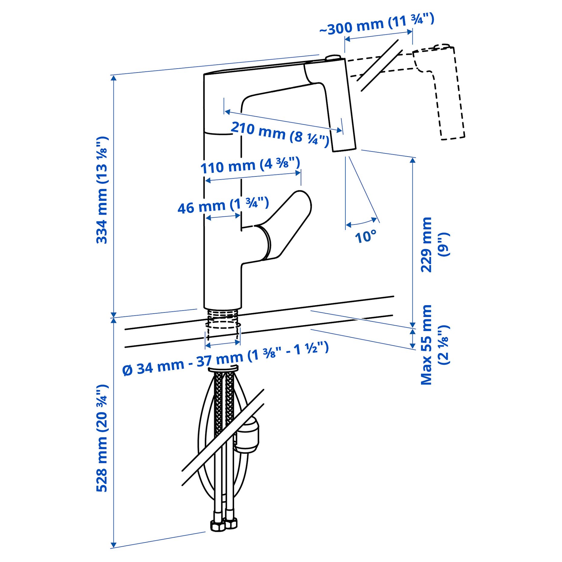 MAJSJÖN, изтеглящ се кухненски смеситил със струйник, 706.019.13