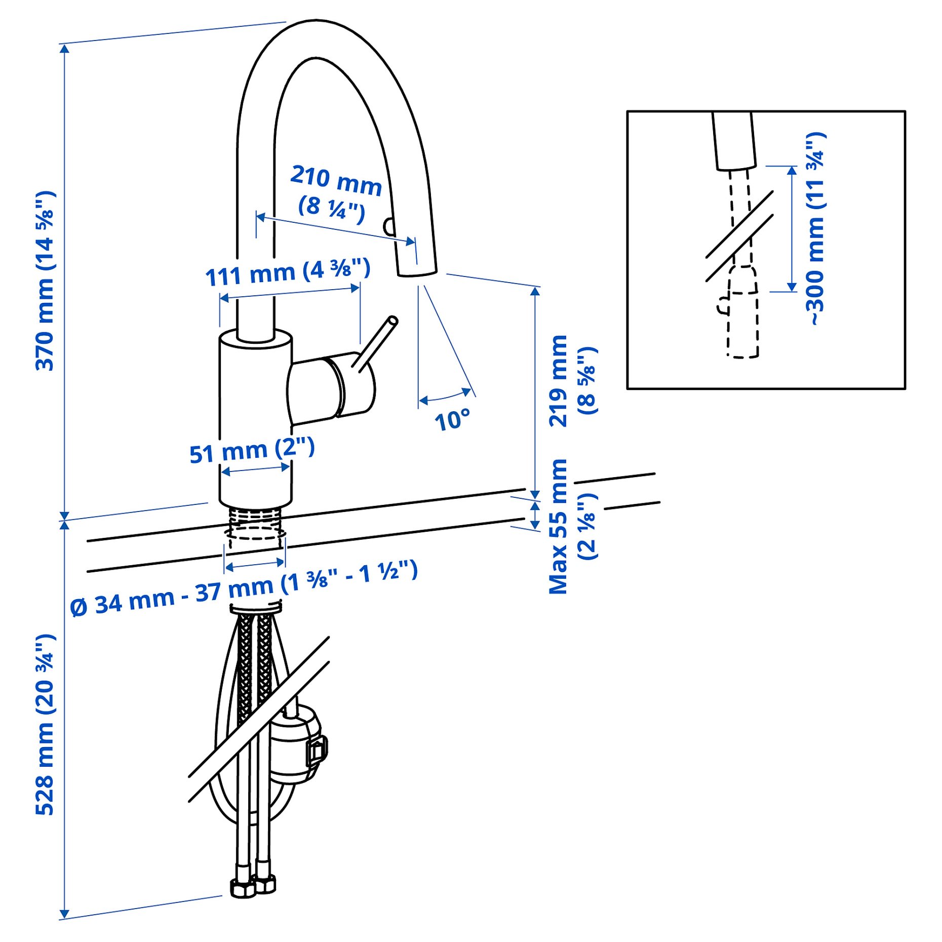 SALLSJÖN, изтеглящ се кухненски смесител, 706.089.38