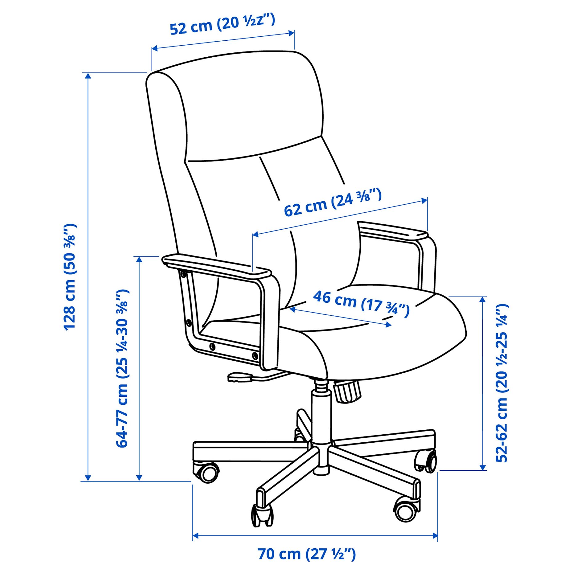 MALM/MILLBERGET/BILLY/OXBERG, комбинация - бюро с шкафове и въртящ се стол, 794.363.77
