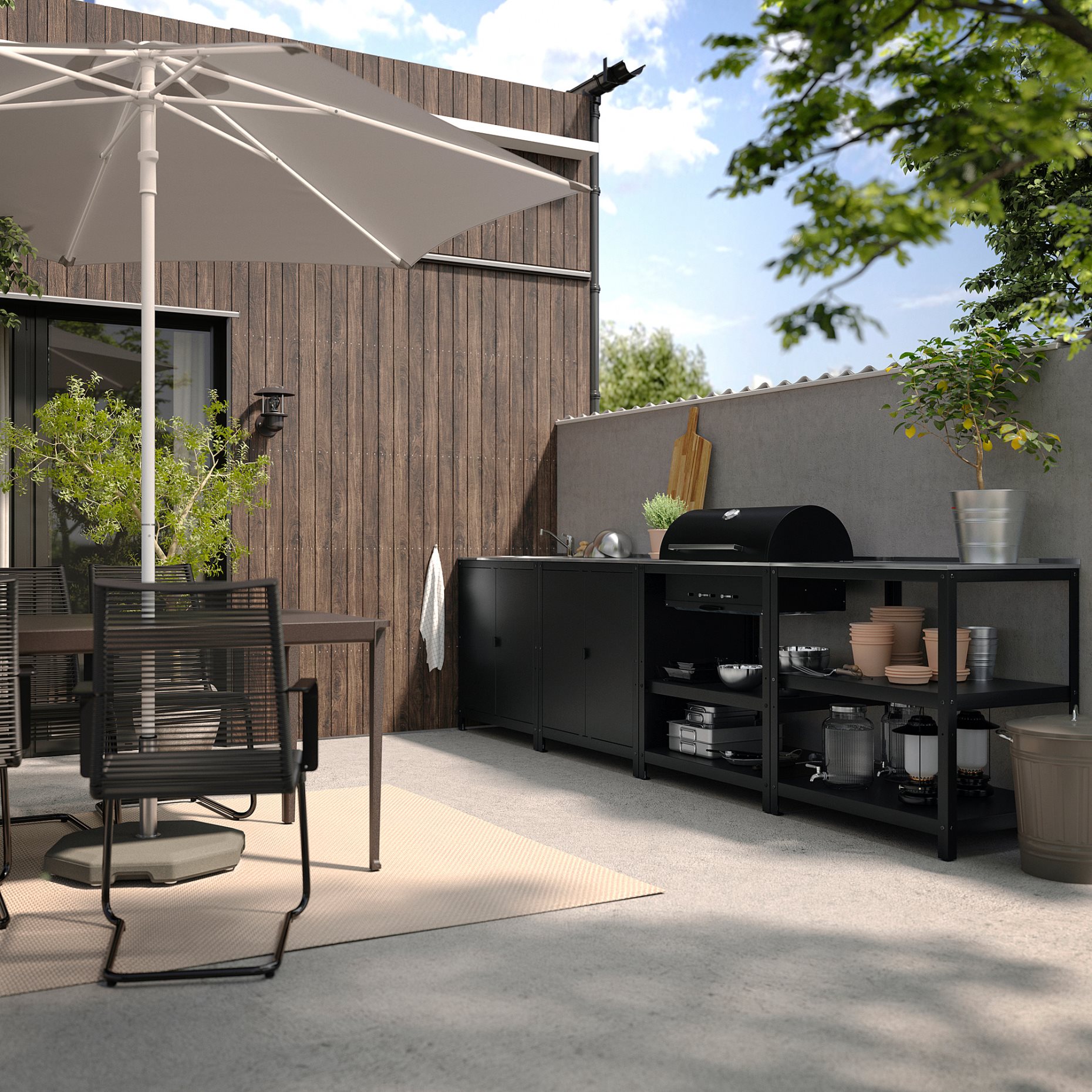 GRILLSKÄR, външна кухненска мивка + барбекю, дървени въглища, 794.968.80