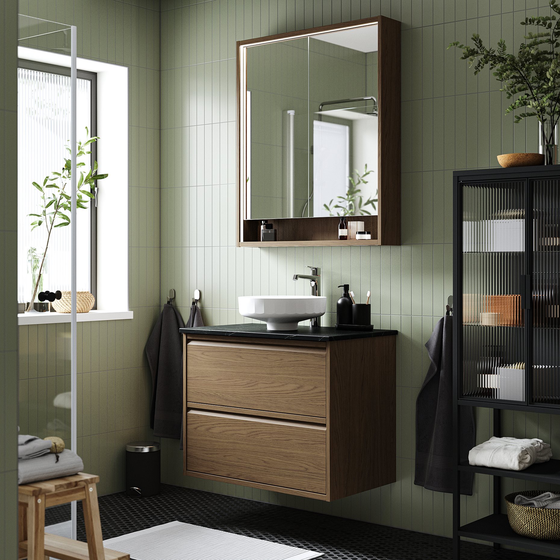 ÄNGSJÖN/LERSJÖN, шкаф за мивка+чекмеджета/мивка/смесител, 795.712.85