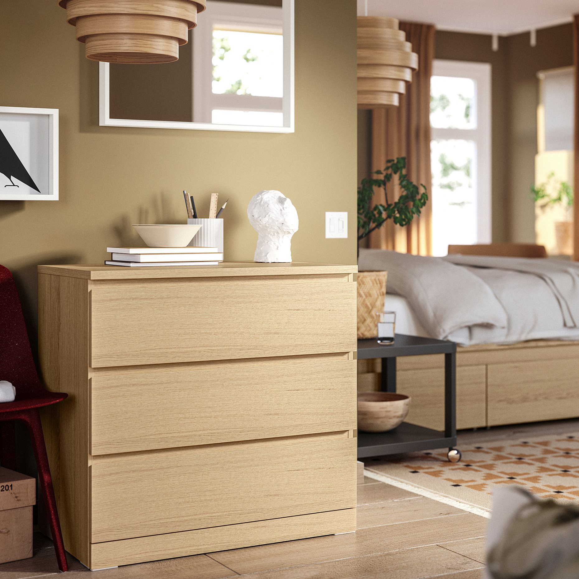 MALM, скрин с 3 чекмеджета, 804.035.64