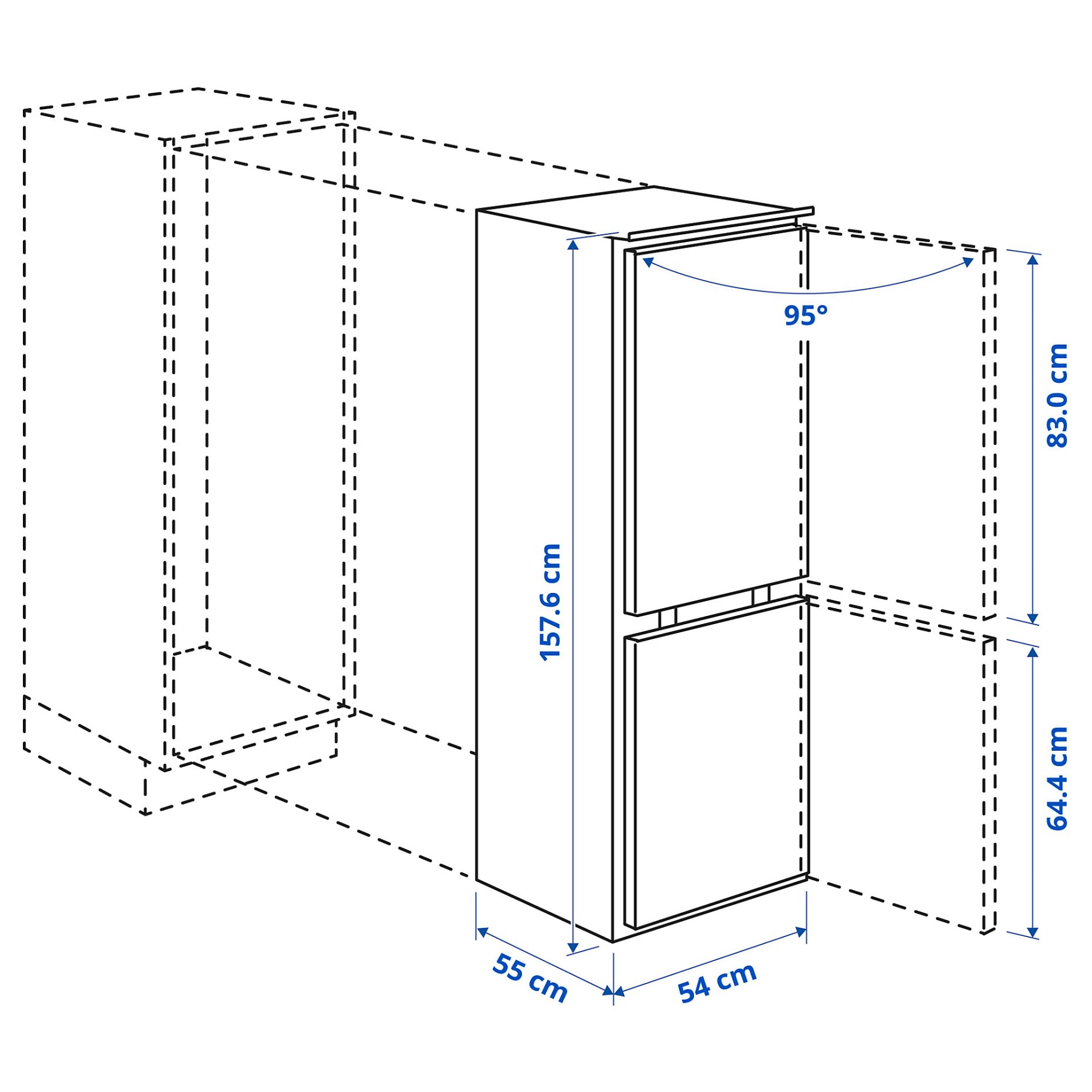 RÅKALL, хладилник/фризер, IKEA 500, вграден, 805.728.68