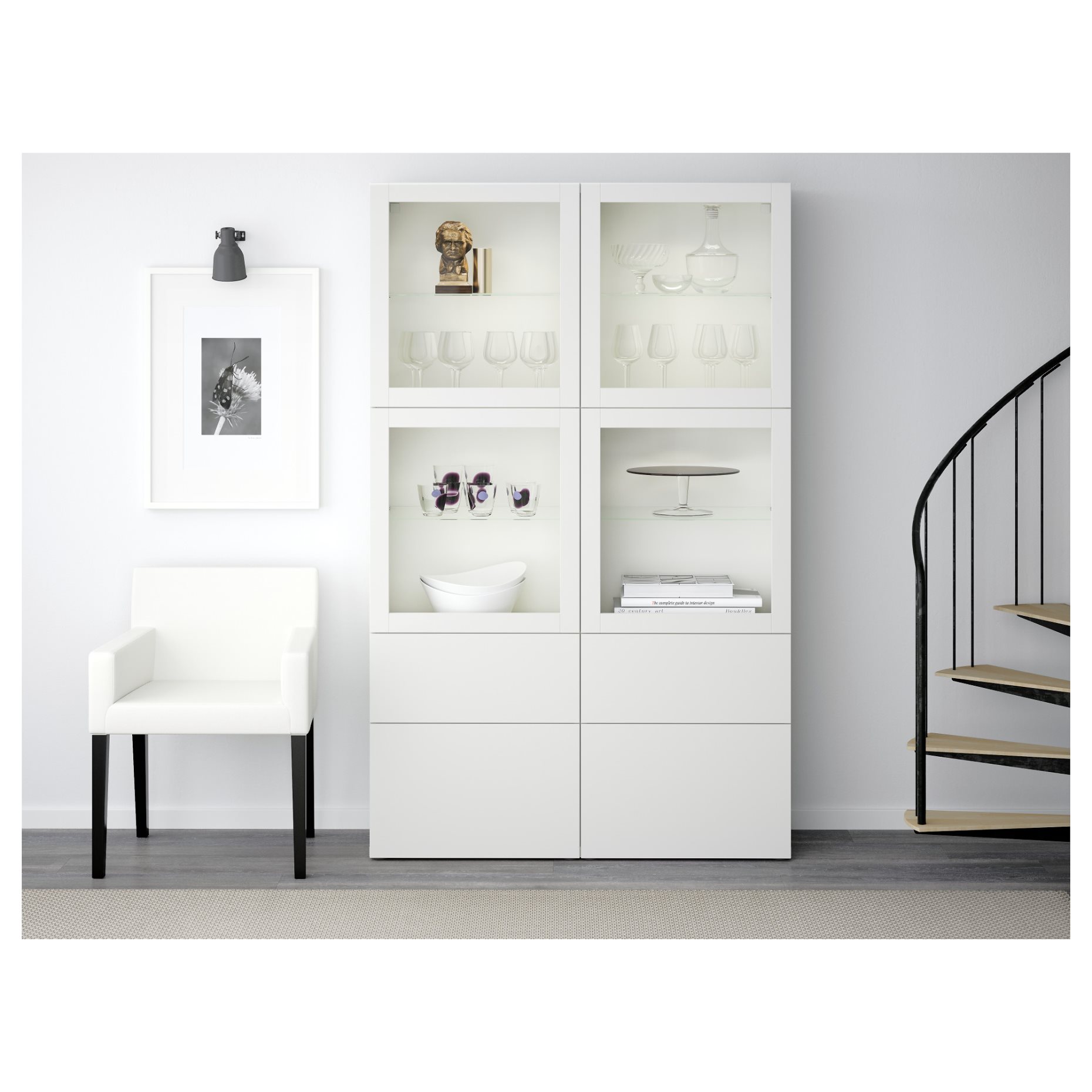 BESTÅ, комбиниран артикул за съхранение със стъклени вратички, 891.960.13