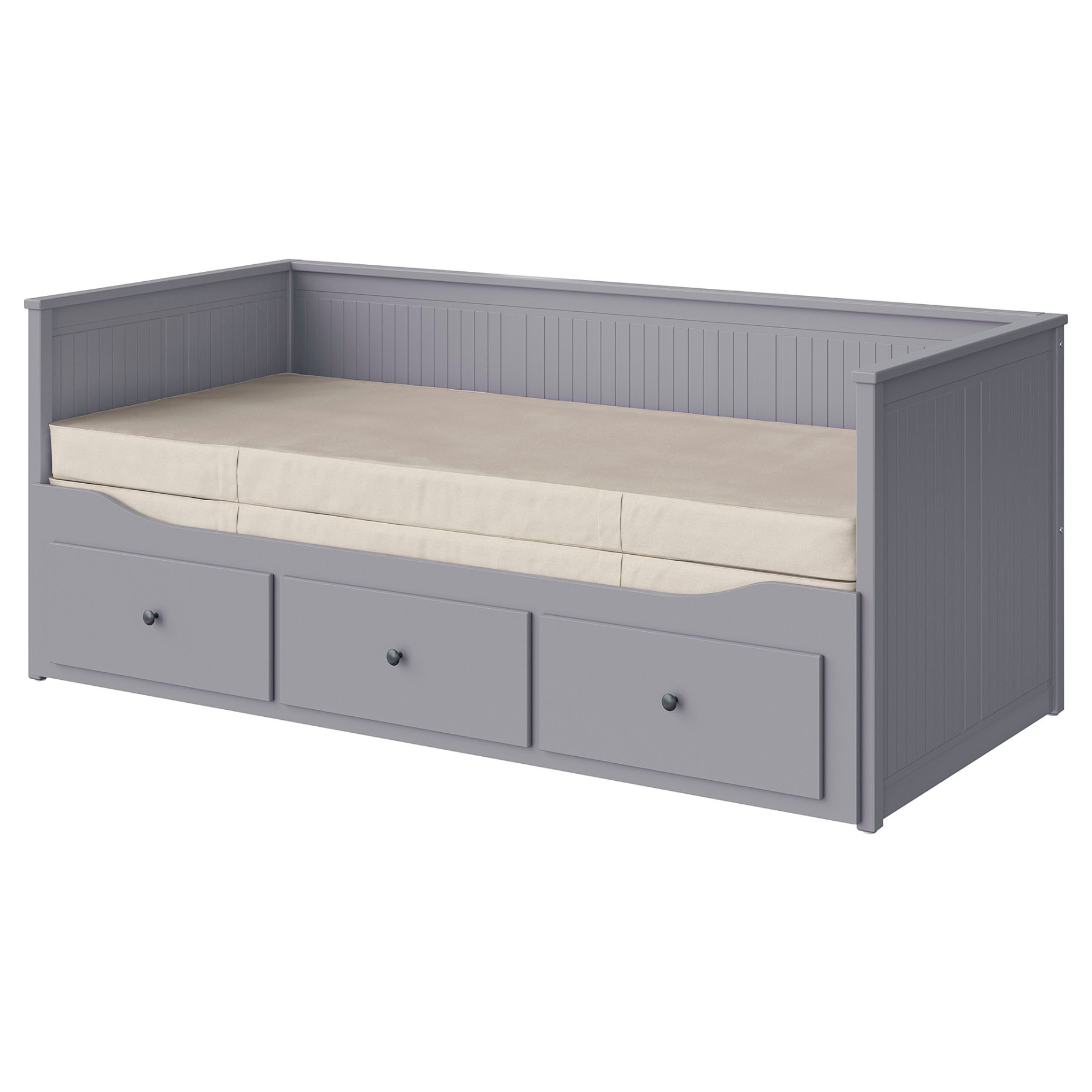 HEMNES, кушетка с 3 чекмеджета/2 матрака VANNAREID, много твърд, 893.909.63