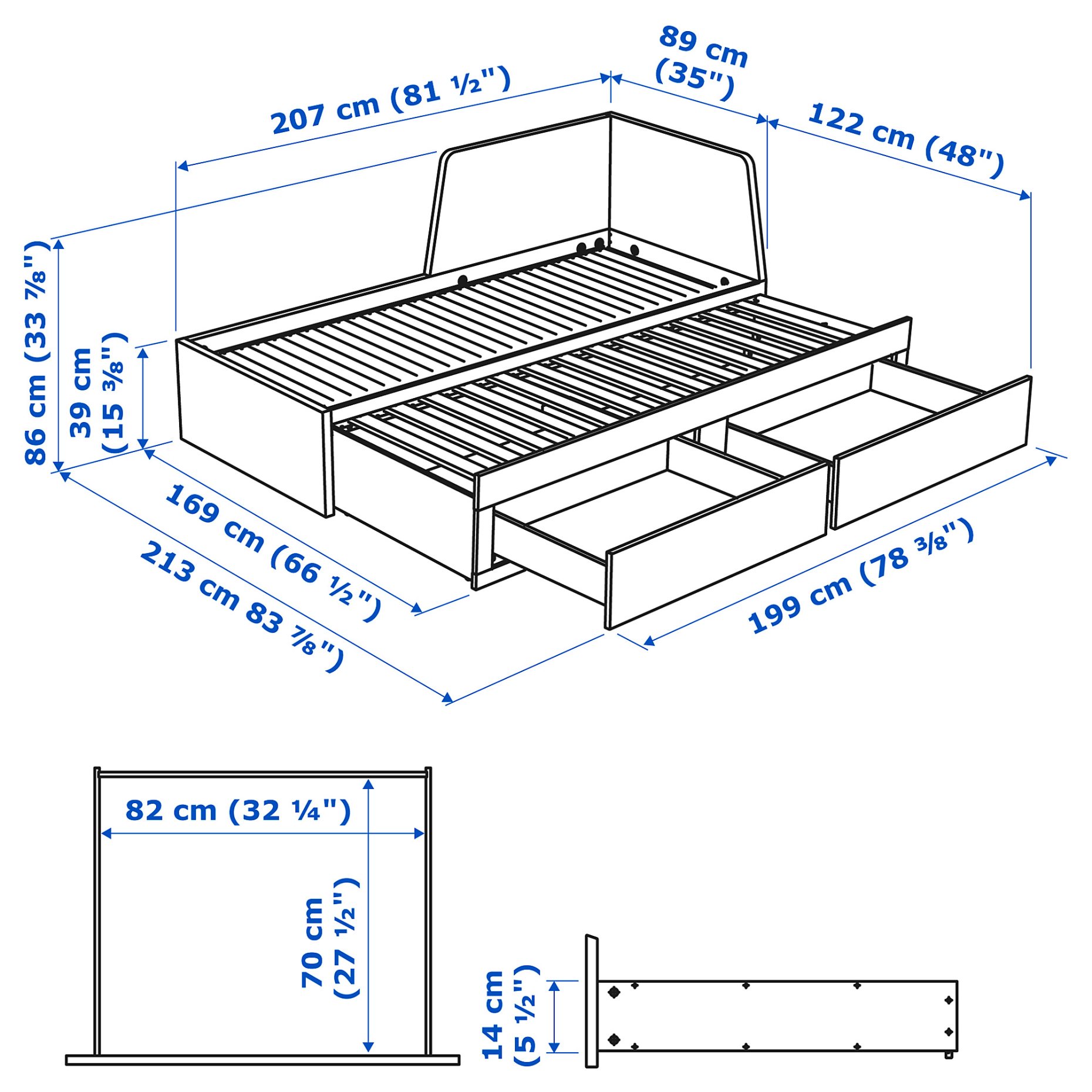 FLEKKE, кушетка с 2 чекмеджета/2 матрака, 895.214.50