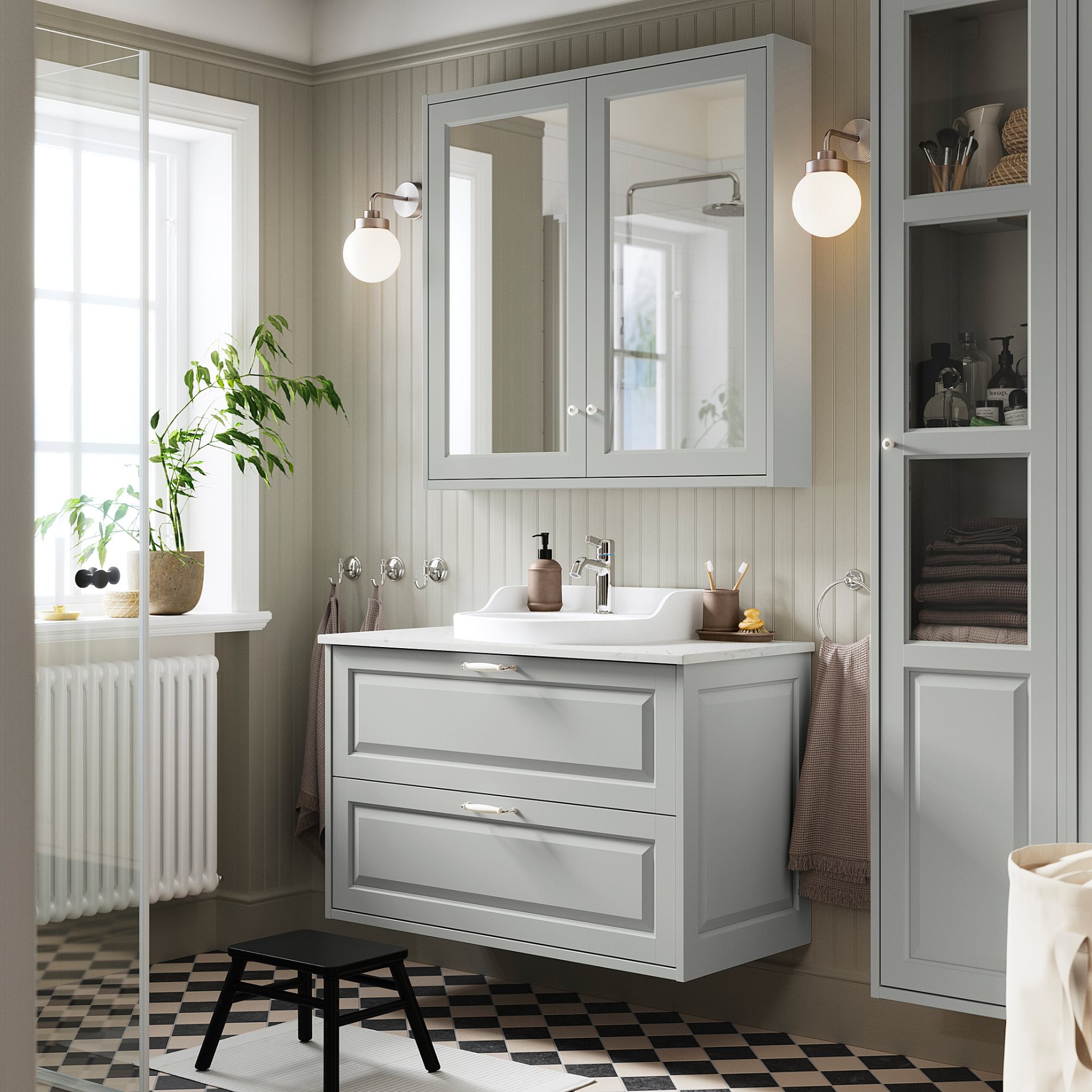 TANNFORSEN/RUTSJON, шкаф за мивка + чекмеджета/мивка/смесител, 895.215.63